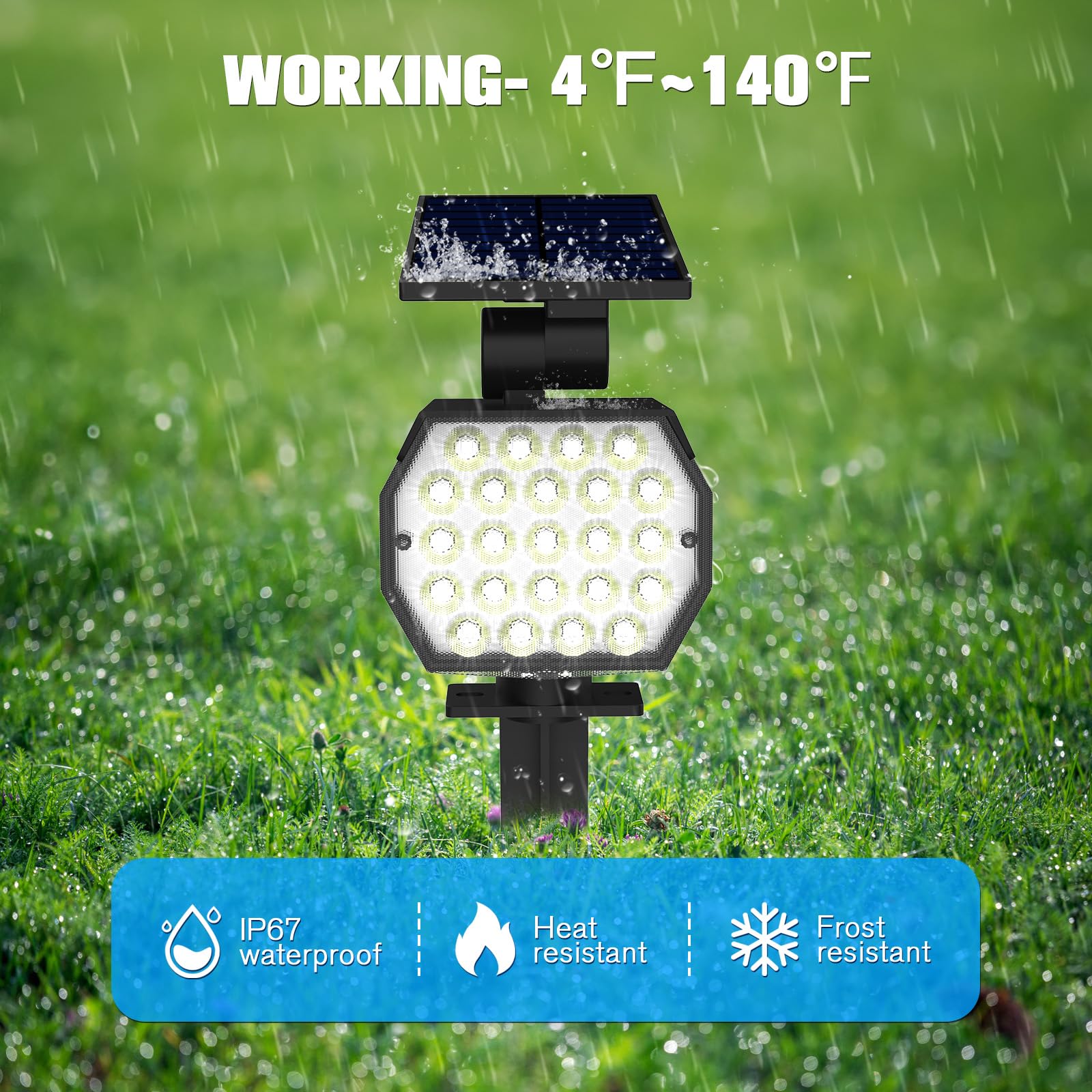 NIORSUN 6-Pack Solar Spot Lights Outdoor - 23 LED Landscape Lighting with Auto On/Off, 3 Lighting Modes & IP67 Waterproof - Cool White Solar Garden Lights for Yard, Pathway, Patio & Backyard Decor