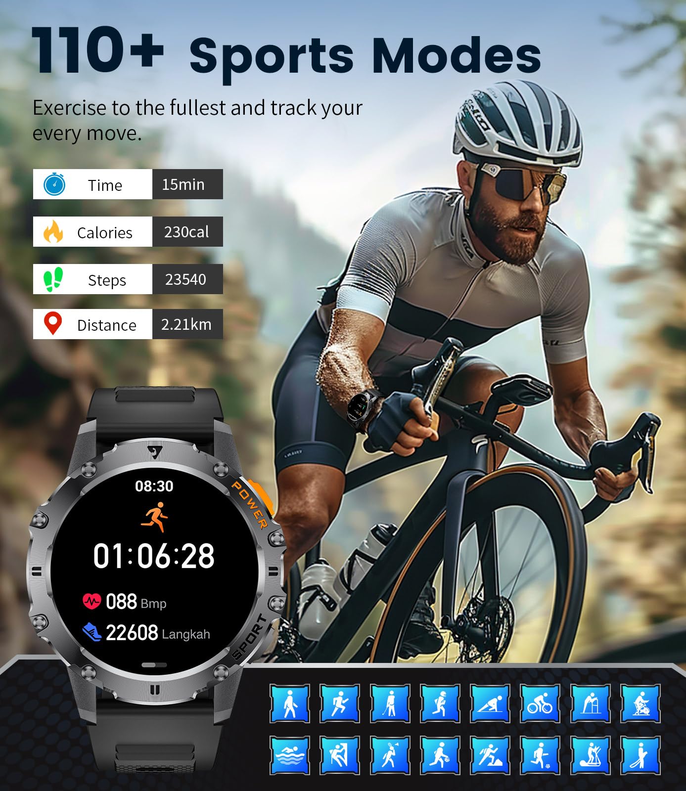Military Tactical Smart Watch for Men - 1.43