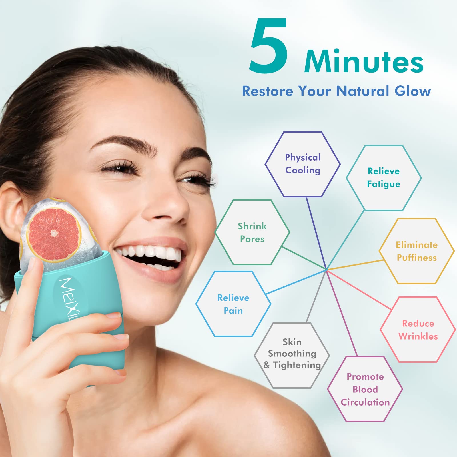 Ice Roller for Face and Eyes - Cooling Facial Massager to Reduce Puffiness, Dark Circles & Migraine Pain Relief - Skin Care Tool for Anti-Aging & Minor Injury Recovery - Perfect for Morning Routine, Post-Workout & Spa Days
