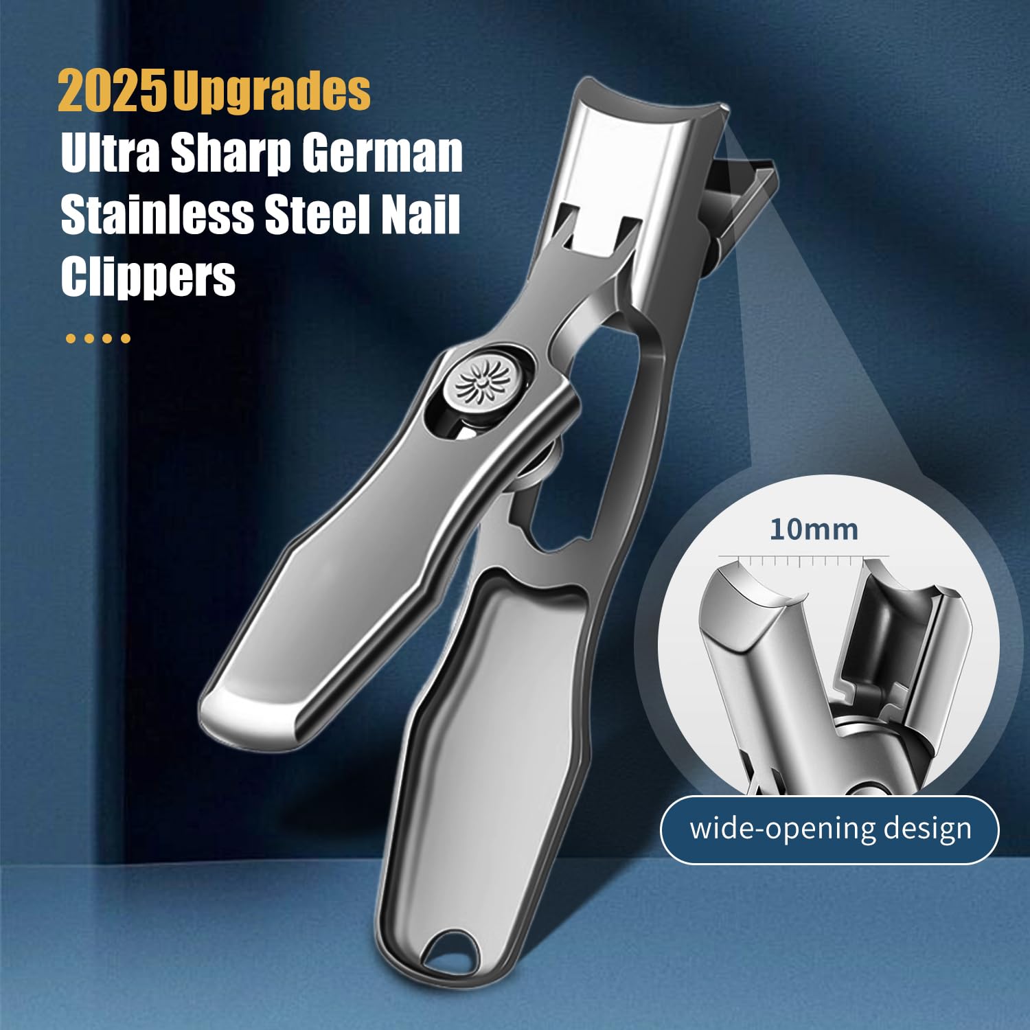 2025 Upgraded Ultra Sharp German Stainless Steel Nail Clippers for Thick Nails - Professional Manicure Set with Nail File for Men, Women & Seniors (Silver) | Perfect for Home, Travel & Salon Use