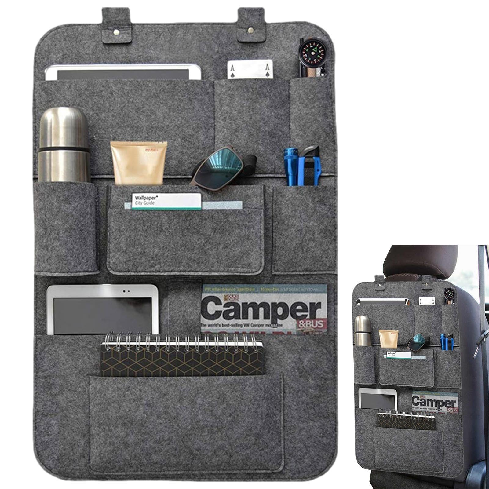 Car Seat Organizer with 10 Pockets - Backseat Storage for Kids - Vehicle Seat Back Protector for Toys, Snacks, Drinks & Accessories | Perfect for Road Trips, Family Travel & Daily Commutes