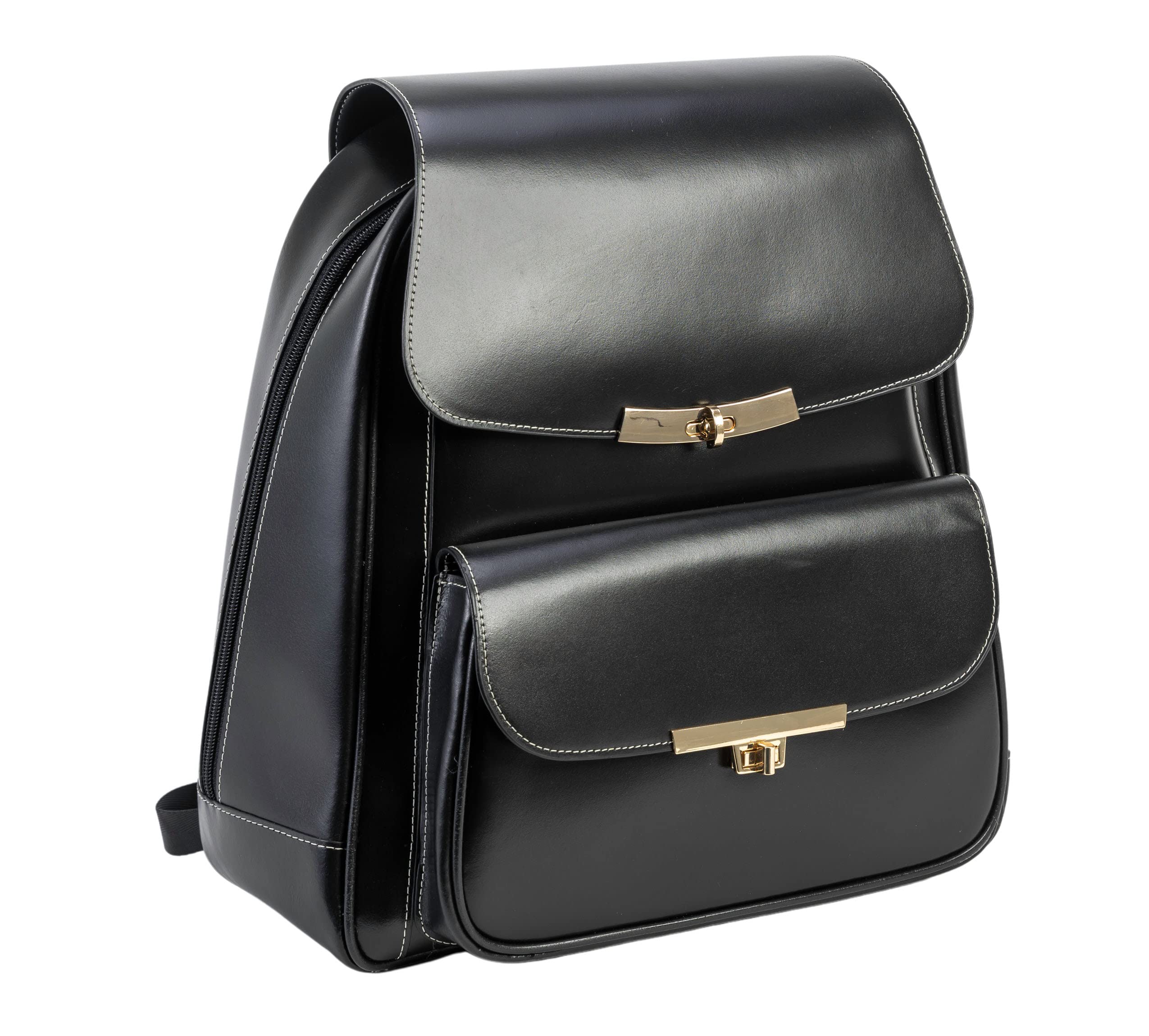 Professional Women's Leather Laptop Backpack for Business - Slim Tablet Briefcase - Small Black Work Bag for Office, Commuting & Travel