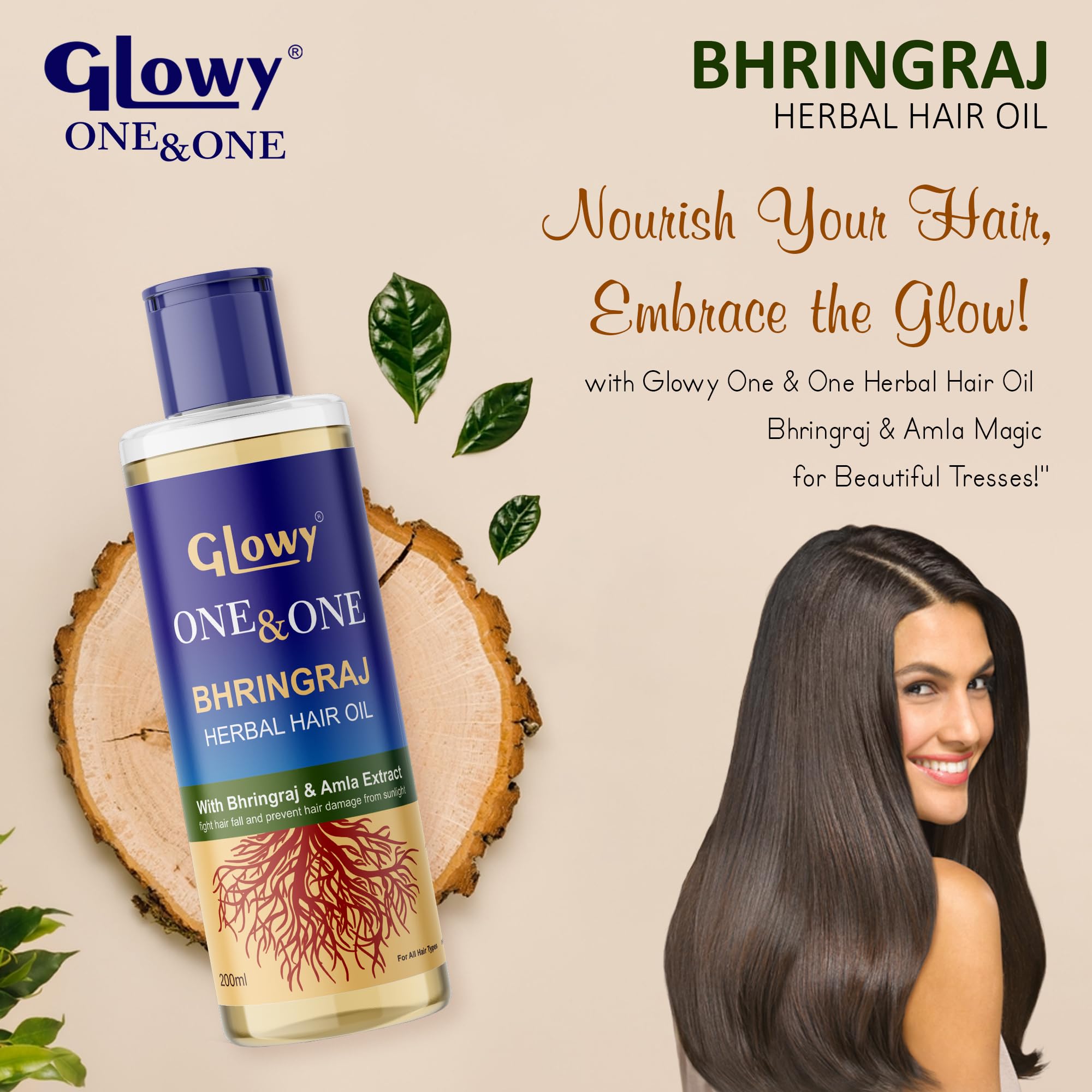GLOWY Ayurvedic Maha Bhringraj Hair Oil with Amla Extracts - Natural Herbal Treatment for Scalp Massage, Hair Growth, Reduce Hair Fall & Strengthen Hair | Perfect for Daily Hair Care & Relaxing Scalp Therapy