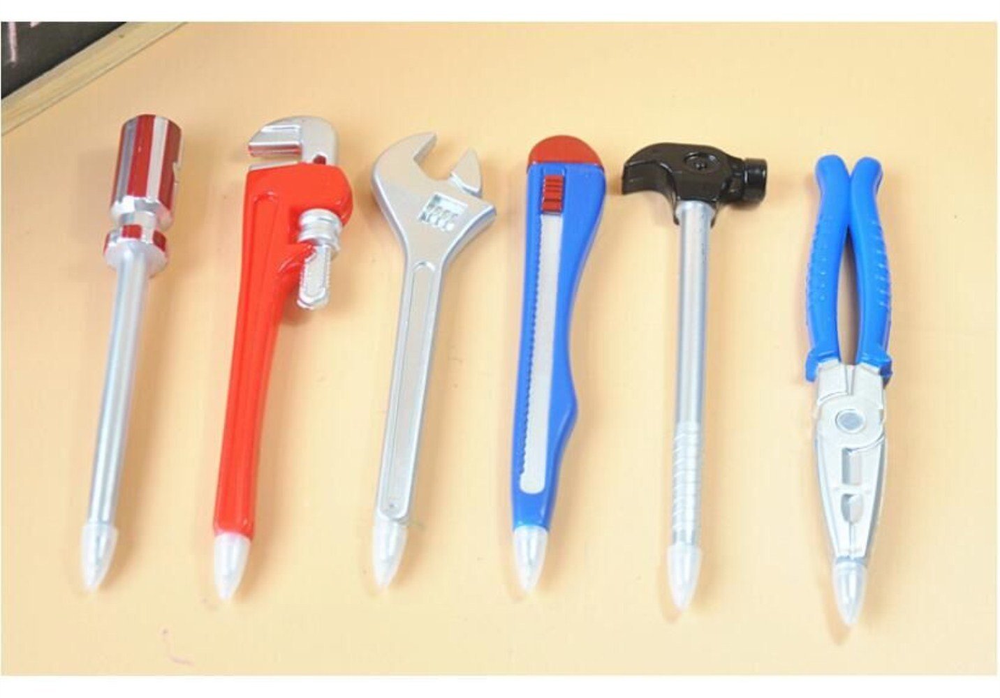 6-Piece Cute Kawaii Ballpoint Pen Set - Hammer, Screwdriver, Pliers & Wrench Shaped Fun Writing Tools for Kids - Perfect for School, Office & Creative Gift Ideas