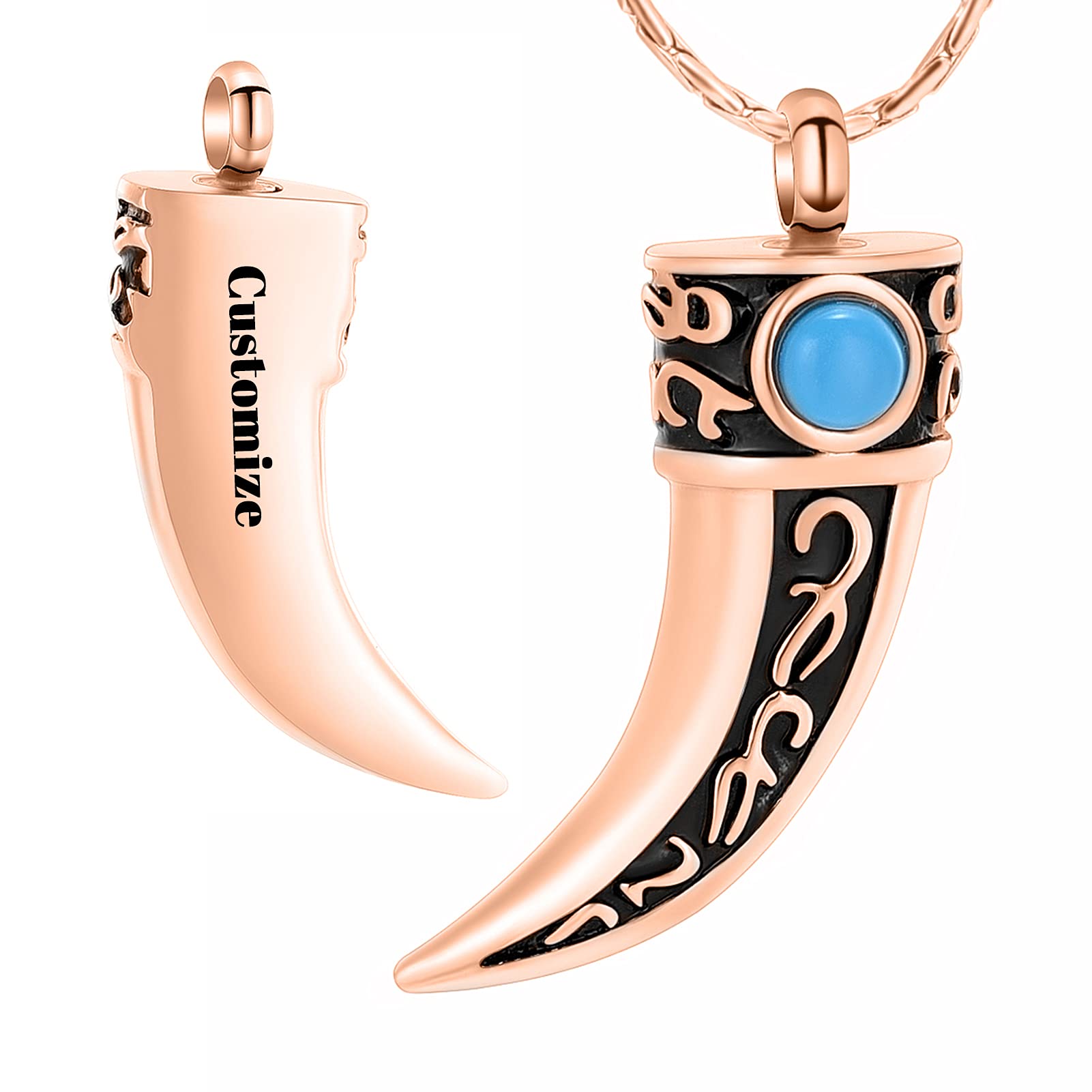 ConstantLife Stainless Steel Wolf Teeth Cremation Necklace - Memorial Urn Jewelry for Ashes Keepsake | Perfect for Honoring Loved Ones at Memorials, Funerals & Special Occasions