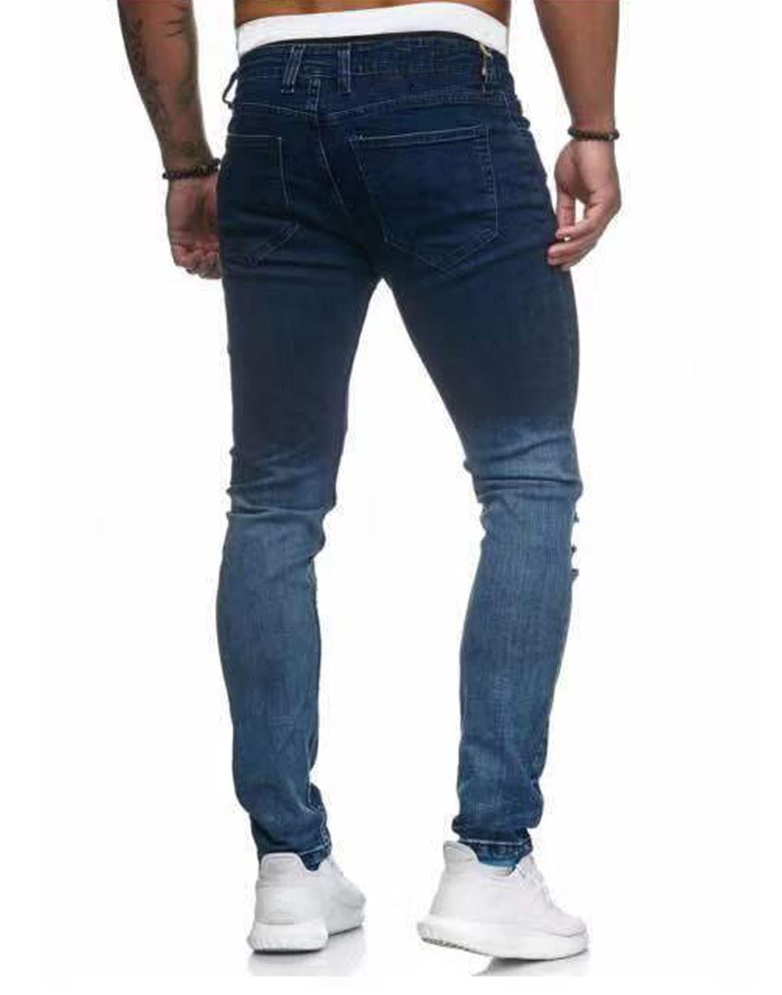 HUNGSON Men's Ripped Skinny Jeans - Stretch Slim Fit Denim Pants for Men | Trendy Distressed Jeans for Casual Wear & Night Out