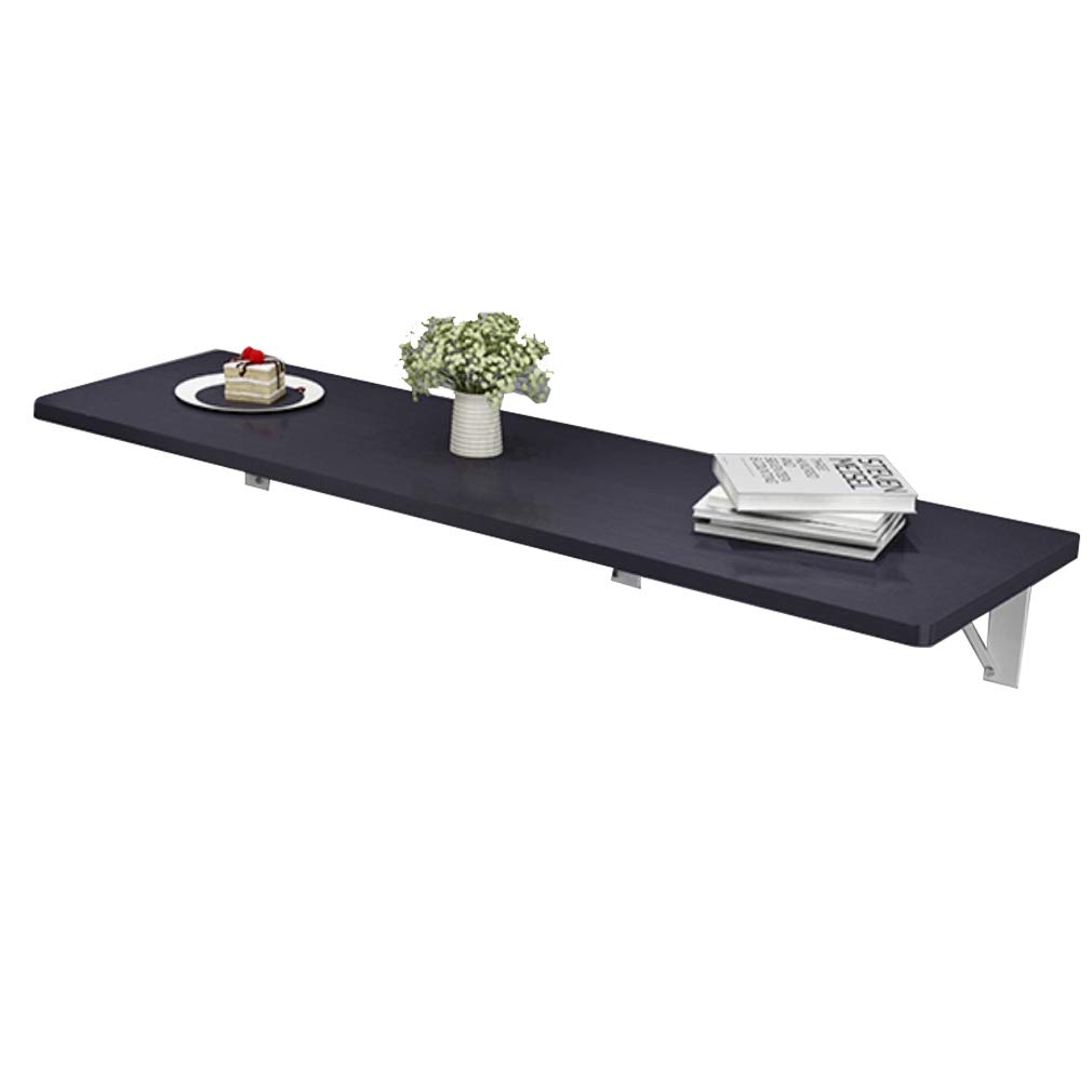 Wall-Mounted Foldable Wooden Bar Table with Stool - Space-Saving Bistro Dining Set for Small Spaces - Black, 160x40cm (62.3x16in) - Perfect for Home Kitchen, Living Room, Cafe & Restaurant Decor