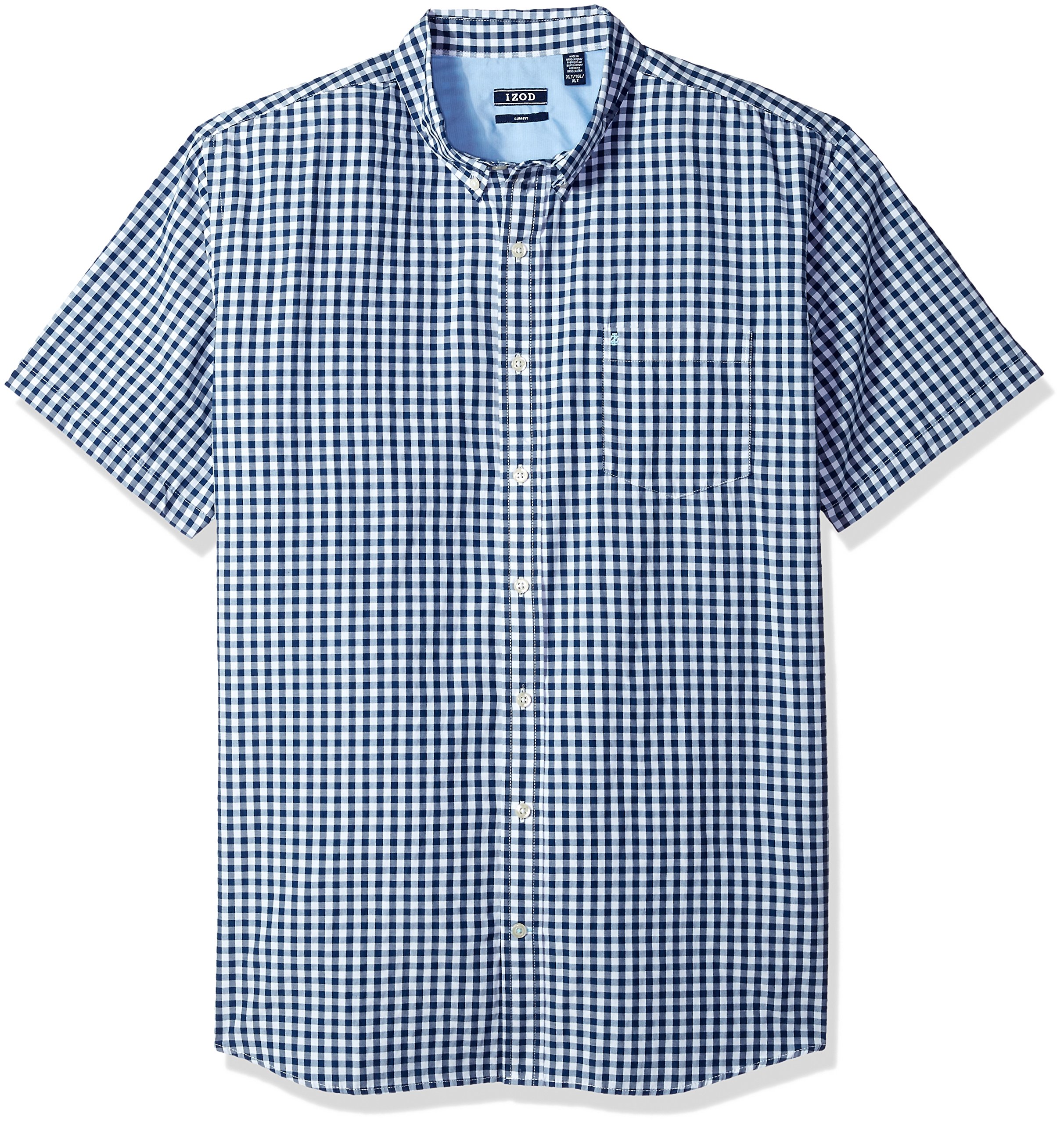 IZOD Men's Breeze Gingham Short Sleeve Button-Down Shirt | Big & Tall & Tall Slim Sizes | Perfect for Summer, Casual Wear & Outdoor Activities