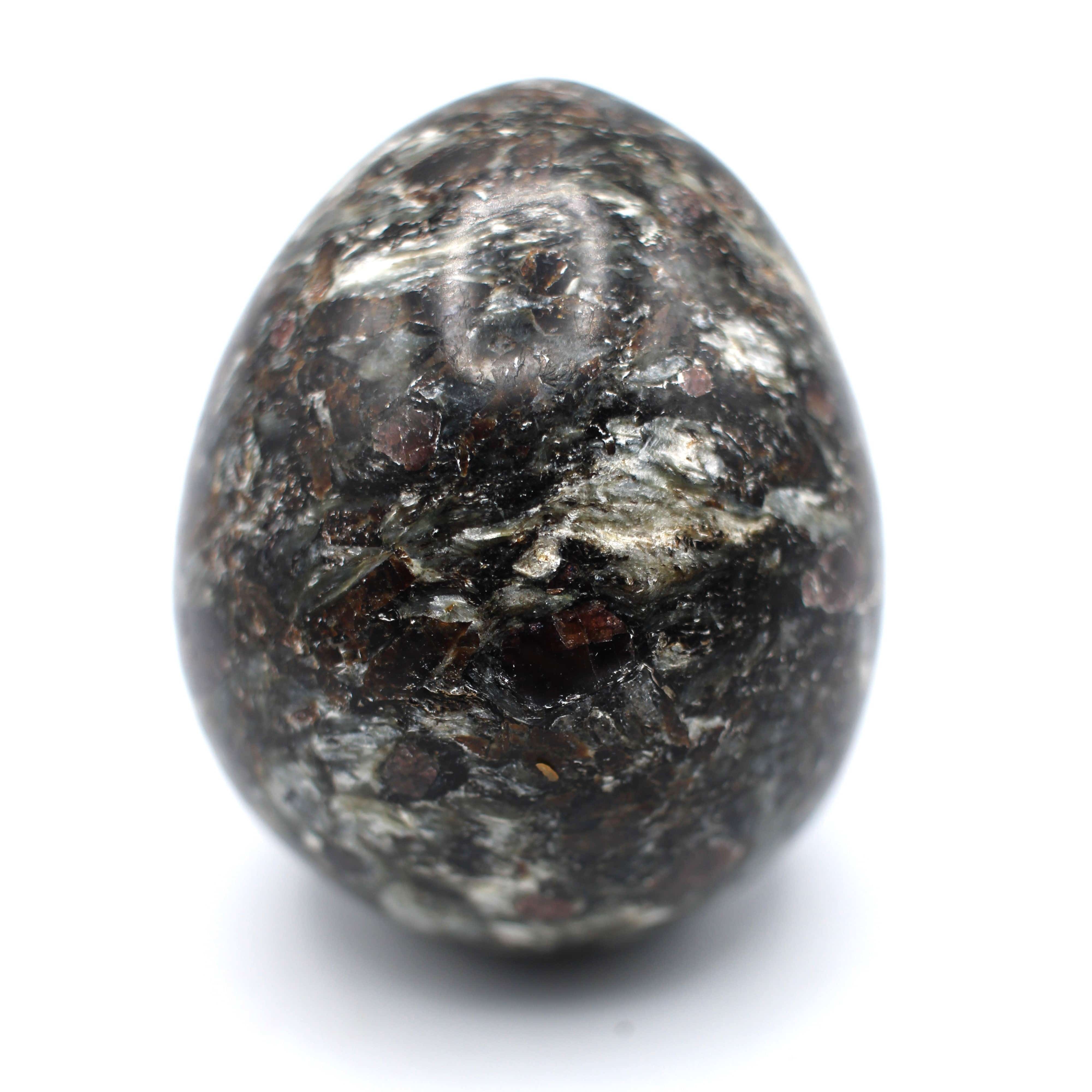 Natural Canadian Staurolite Garnet Mica Schist Egg - Healing Crystal for Meditation, Reiki & Spiritual Growth - Perfect for Home Decor & Gift Giving