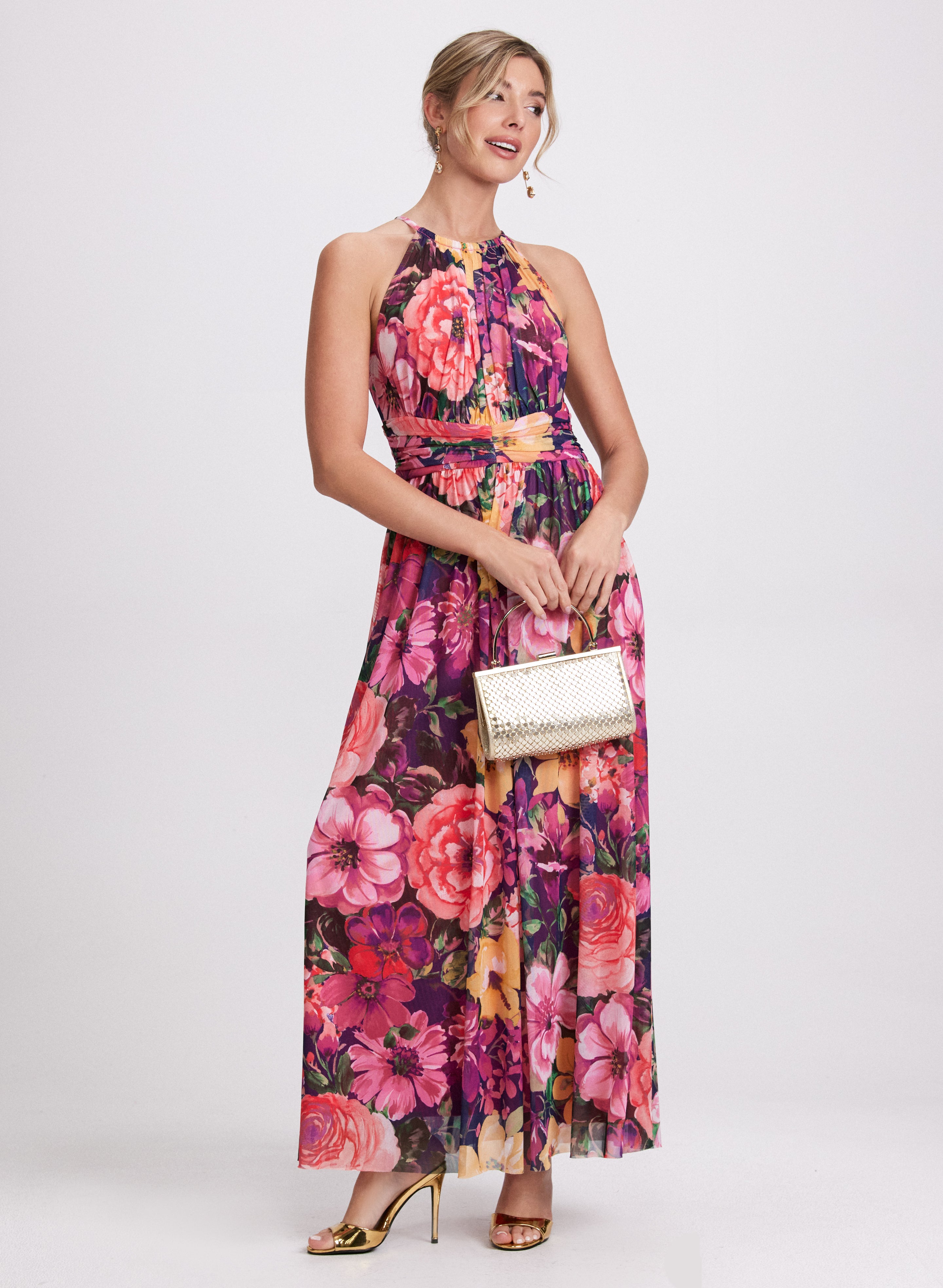 Elegant Floral Maxi Dress for Women - Summer Boho Beach Dress with Pockets - Perfect for Vacations, Weddings & Outdoor Events