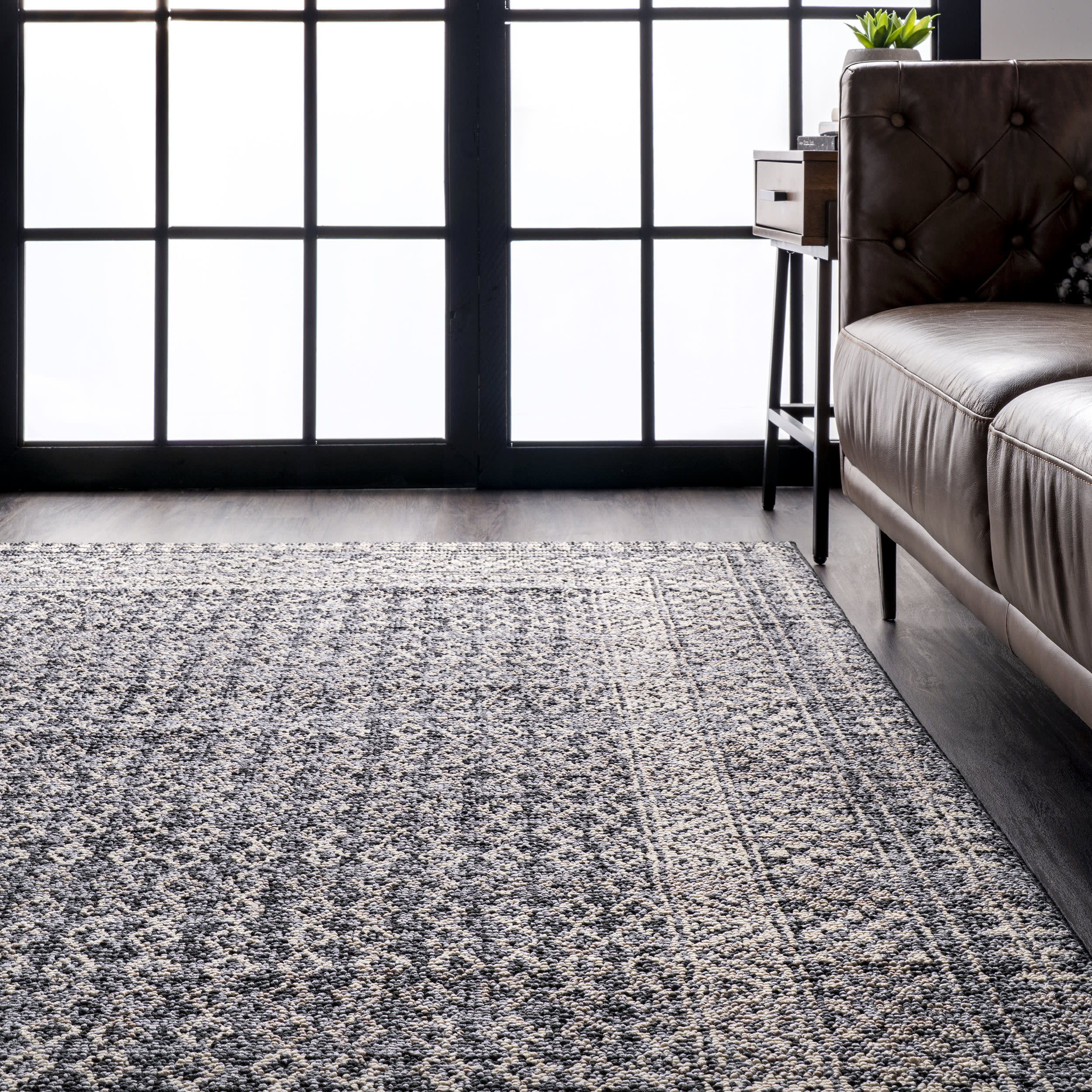 Checkered Diamonds Area Rug - Soft Grey Modern Geometric Design for Living Room, Bedroom & Office Decor