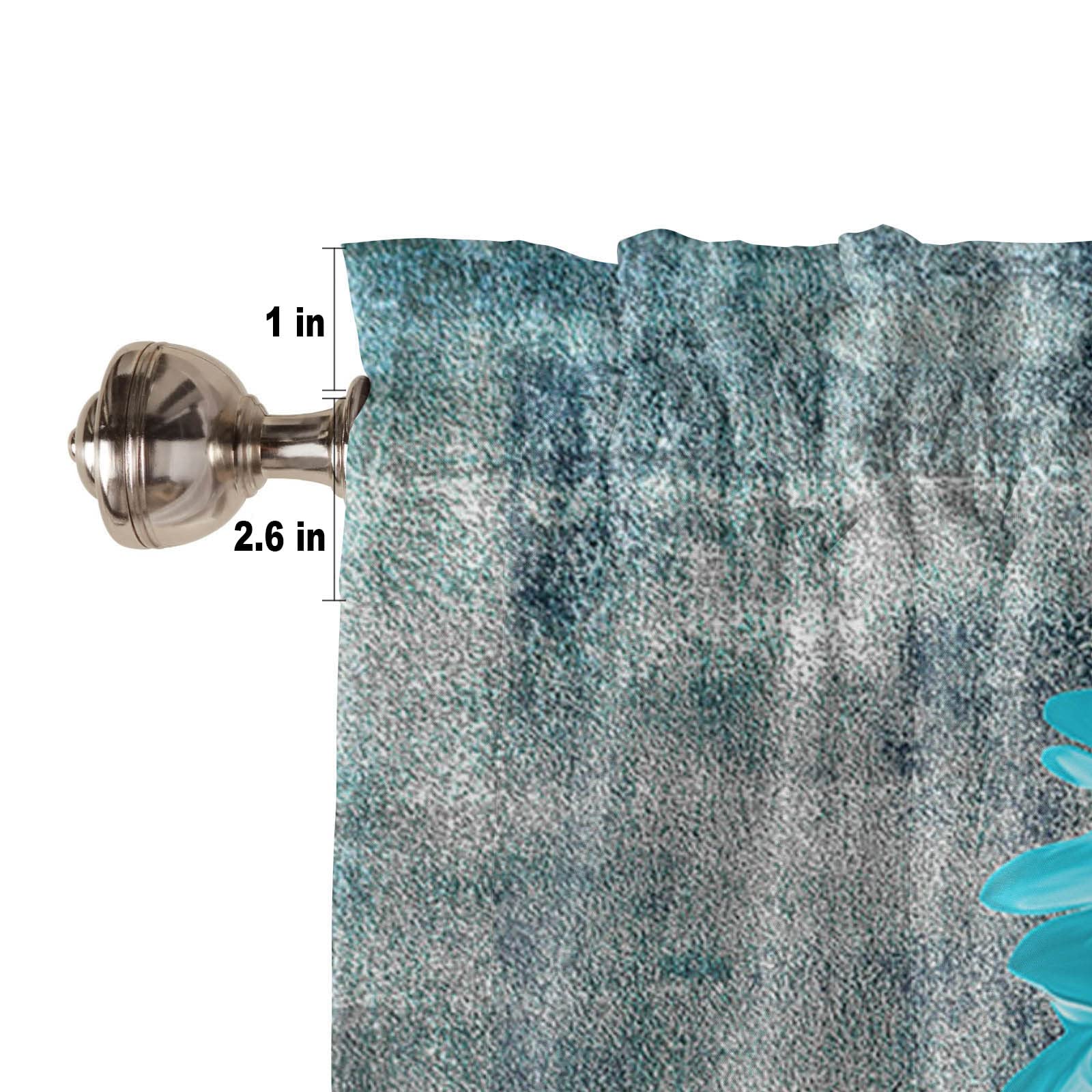 Abstract Graffiti Valance Curtain - Blue Flower for Living Room, Kitchen & Bedroom Decor