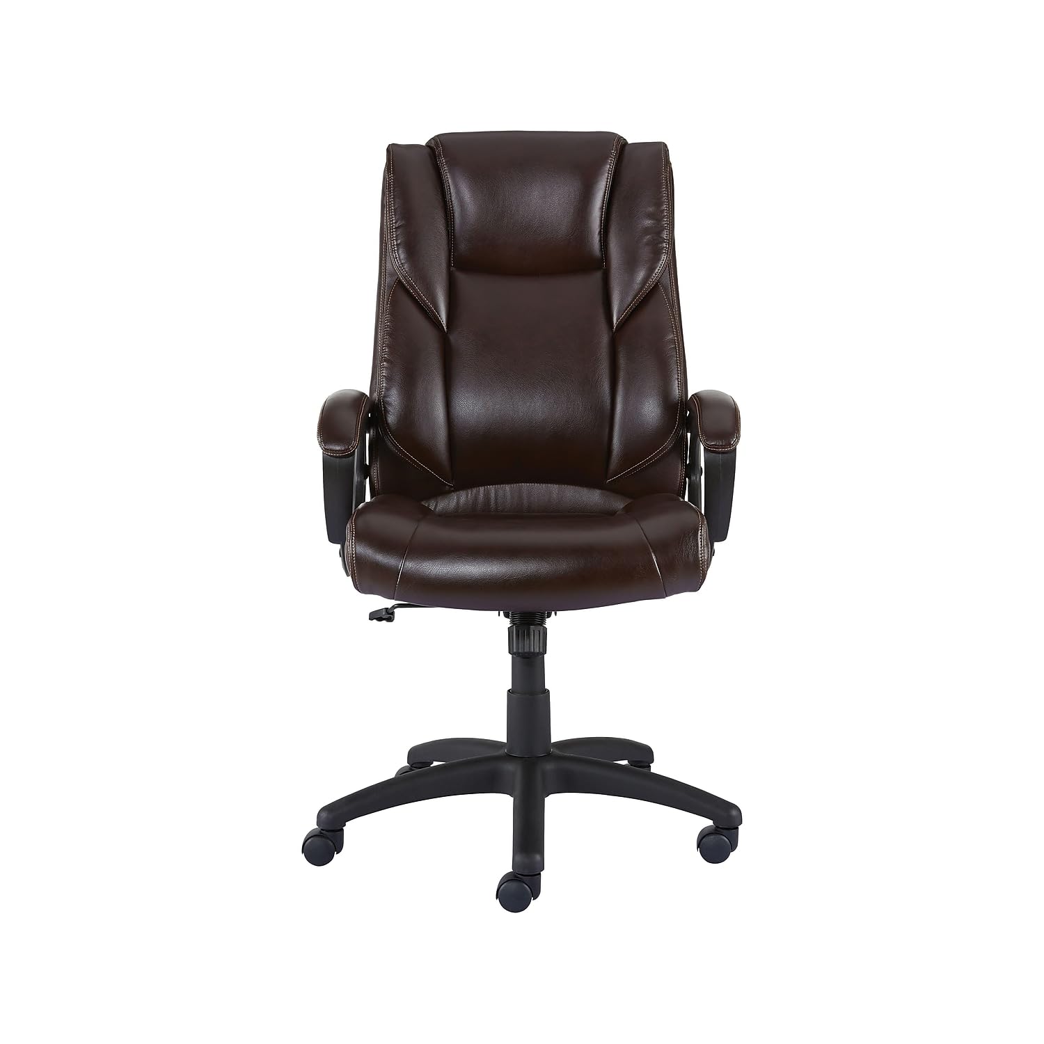 STAPLES 2554454 Kelburne Luxura Office Chair - Ergonomic Brown Leather Executive Chair for Home & Office Workspace - Perfect for Long Hours of Sitting, Meetings, and Professional Environments