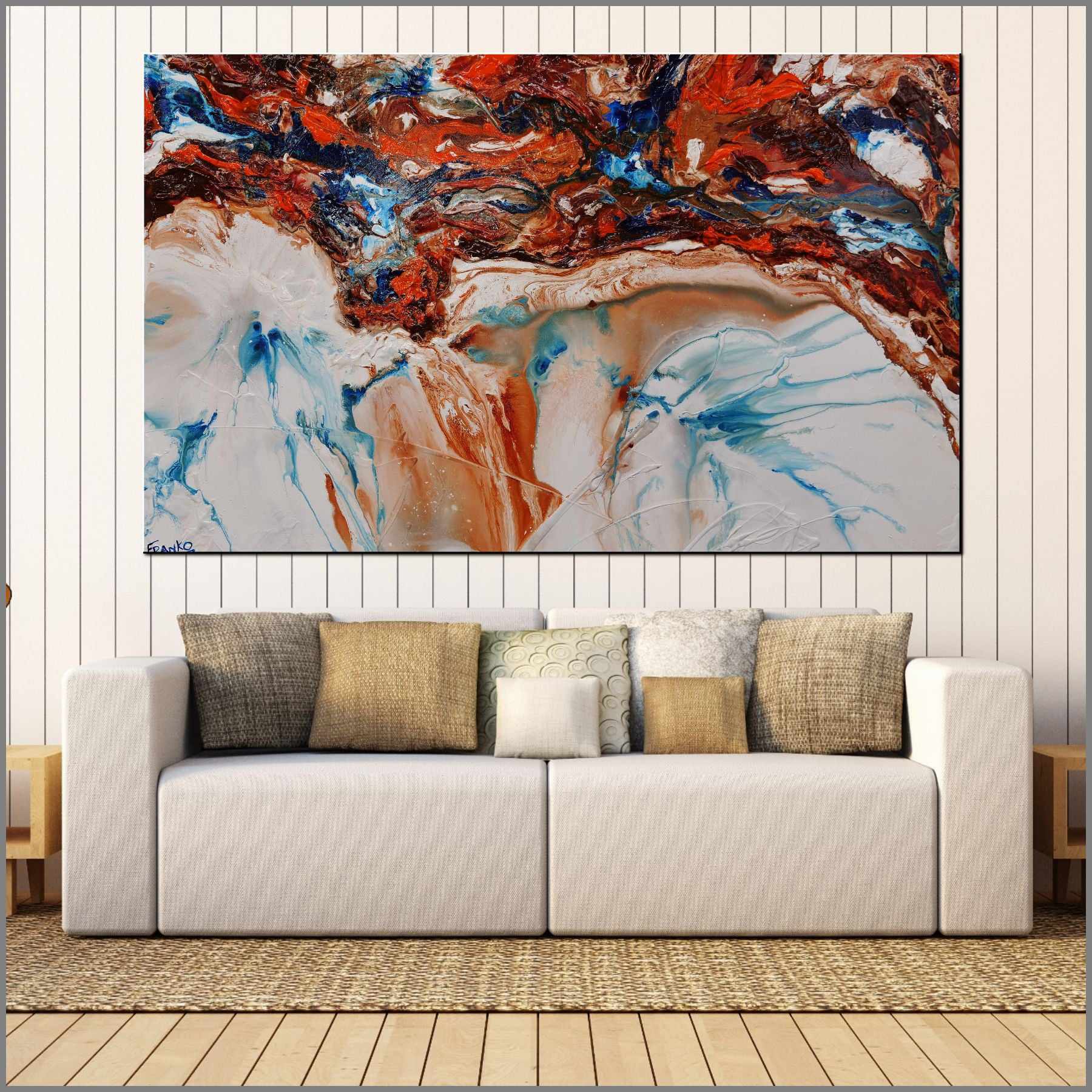 160cm x 100cm White Oxide Textured Abstract Wall Art Painting - Coastal Fringe Style - Perfect for Living Room, Bedroom or Office Decor
