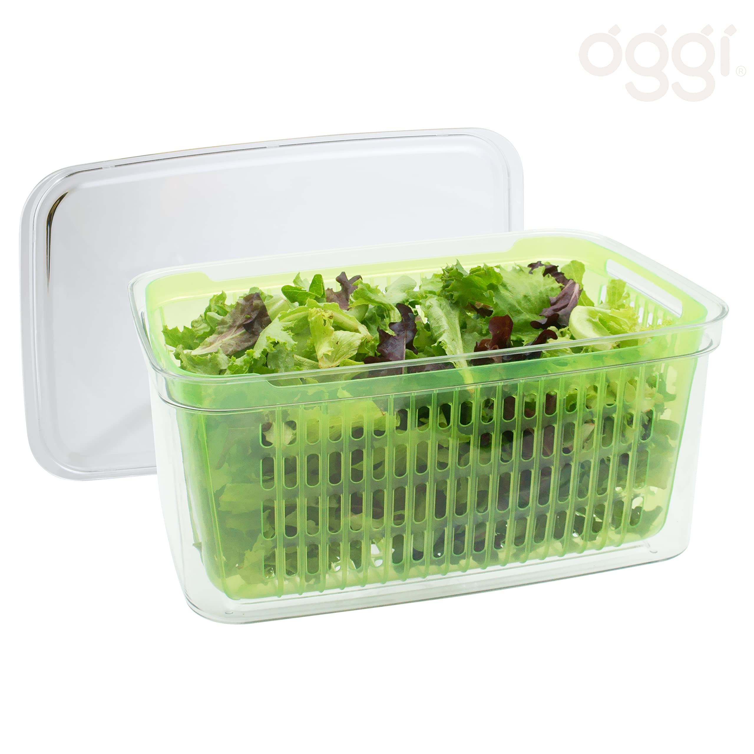 Oggi Store Fresh Veggie Bin - Clear Refrigerator Organizer Bins for Vegetables, Kitchen Storage Containers & Food Organization | Perfect for Fridge, Pantry & Meal Prep Organization