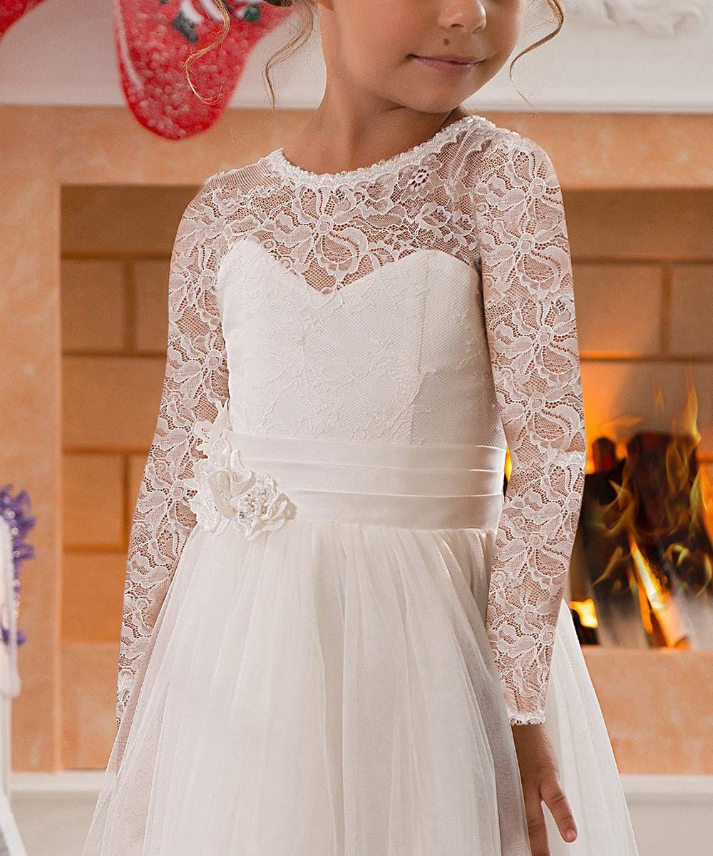 Lace Embellished A-Line Sleeveless Girls Wedding Party Dresses - Elegant Flower Girl & Bridesmaid Dress for Special Occasions