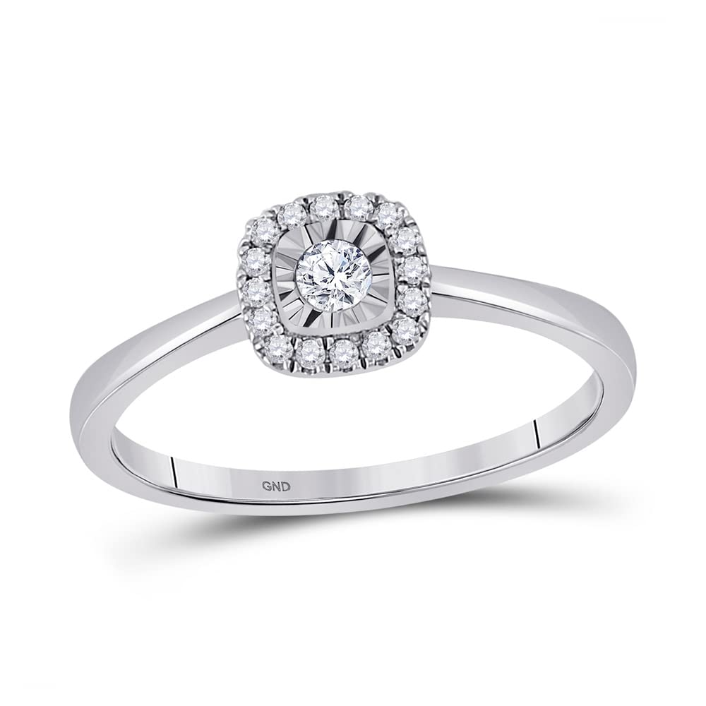 10K White Gold Women's Round Diamond Halo Promise Ring 1/6 CTTW - Perfect for Anniversaries, Engagements & Special Occasions