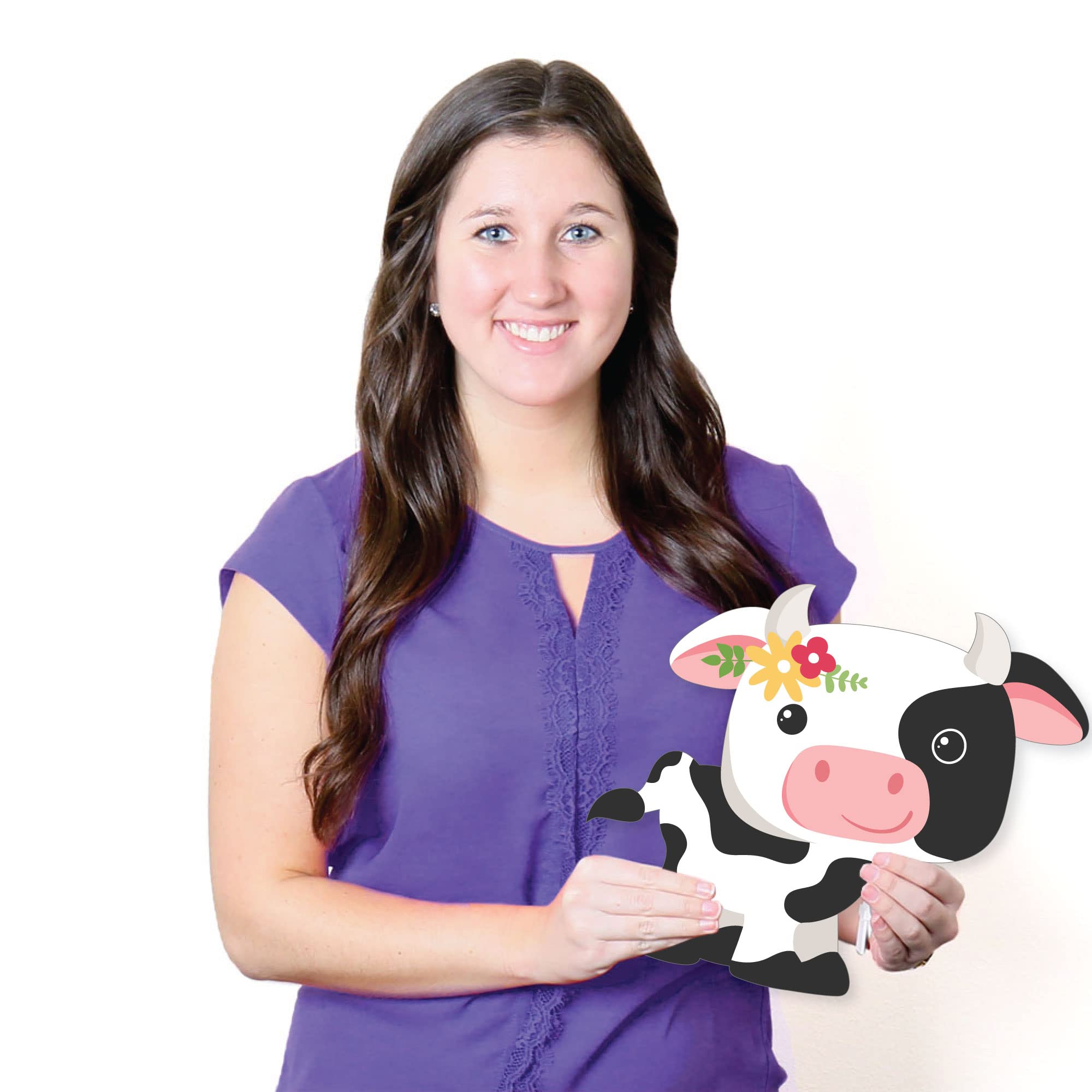 Big Dot of Happiness Girl Farm Animals Lawn Decorations - 10-Piece Outdoor Pink Barnyard Baby Shower & Birthday Party Yard Decor Set - Perfect for Garden, Backyard, and Outdoor Celebrations