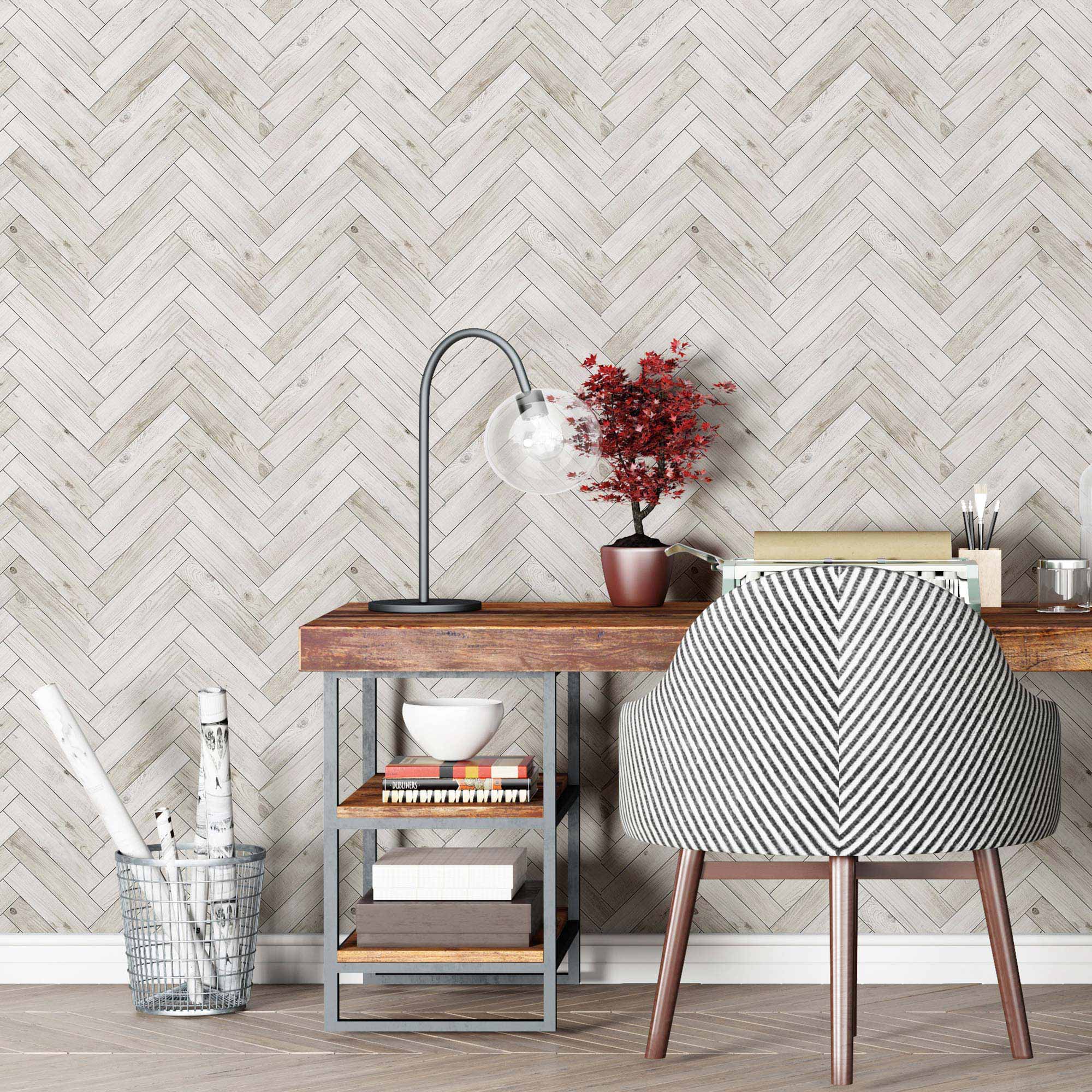 Grey Wood Peel and Stick Removable Wallpaper - Self-Adhesive Wall Covering for Bedroom, Living Room & Office Decor