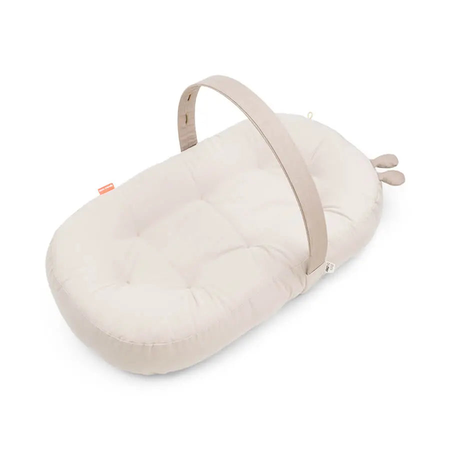 DONE BY DEER Cozy Baby Lounger with Activity Arch & Raffi Toy - Soft Infant Seat for Playtime, Tummy Time & Relaxation - Perfect for Newborns & Babies 0-12 Months