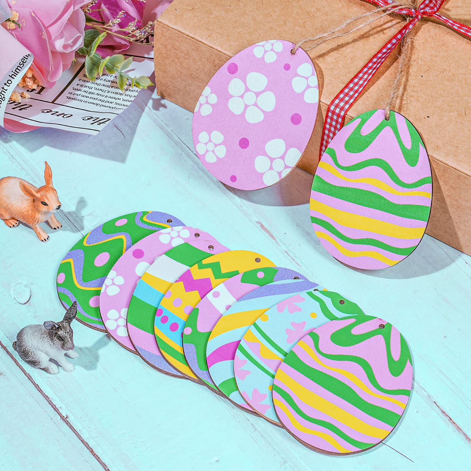 50 Unfinished Wooden Easter Egg Cutouts for DIY Painting - Wood Craft Slices for Easter Decorations, Holiday Ornaments & Kids Art Projects - Perfect for Easter Party Favors, Classroom Activities & Home Decor