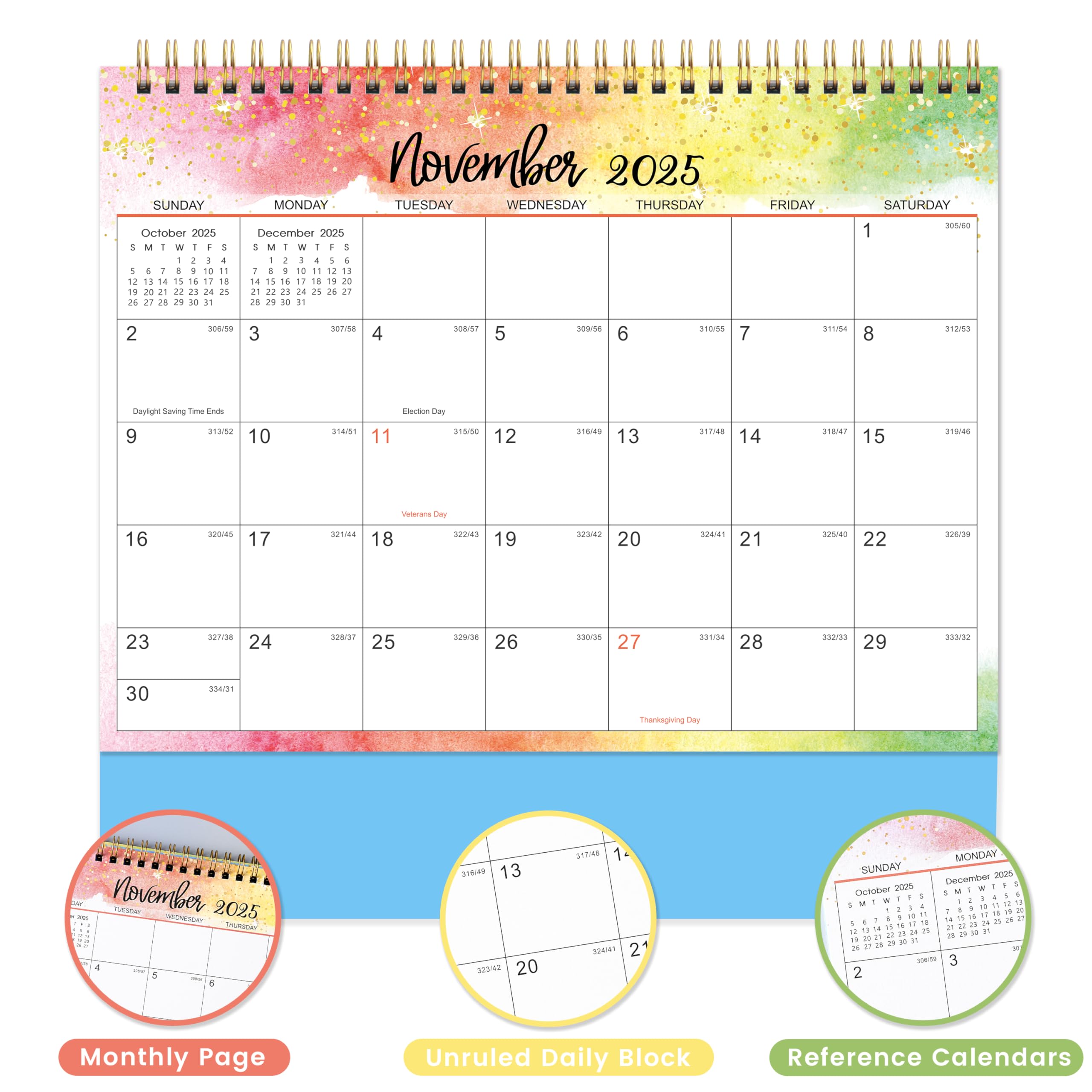 2025-2026 Desk Calendar with Memo Pages - 18 Month Standing Flip Calendar (July 2025 - December 2026) | 9.8