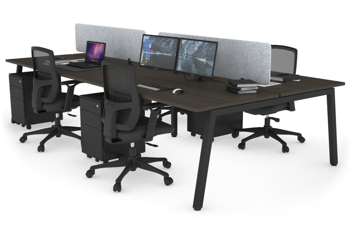 Quadro 4-Person Office Workstation Desk - 1800L x 700W Dimensions - Perfect for Team Collaboration & Open Office Spaces