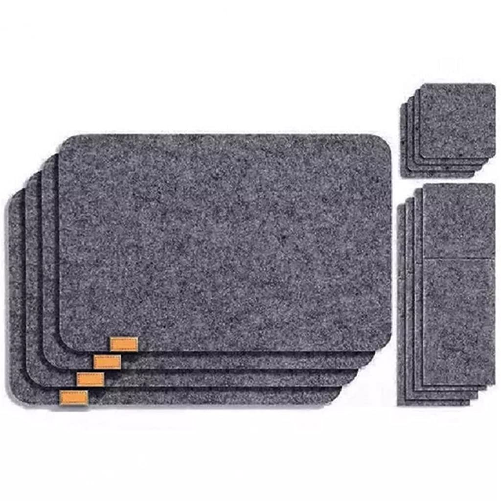 18-Piece Washable Felt Placemat Set - Heat Resistant Table Mats with Cutlery Bags & Coasters for Glass, Knife, Fork - Absorbent & Insulating Dining Pads (Dark Grey) - Perfect for Dinner Parties, Family Gatherings & Restaurant Use