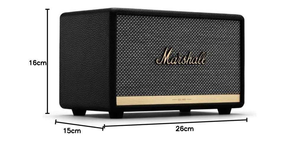 Marshall Acton II Wireless Bluetooth Speaker - Portable Home & Outdoor Speaker with Rich Bass, Multi-Room Streaming, Alexa Voice Control - Perfect for Parties, Travel & Home Entertainment (Black)