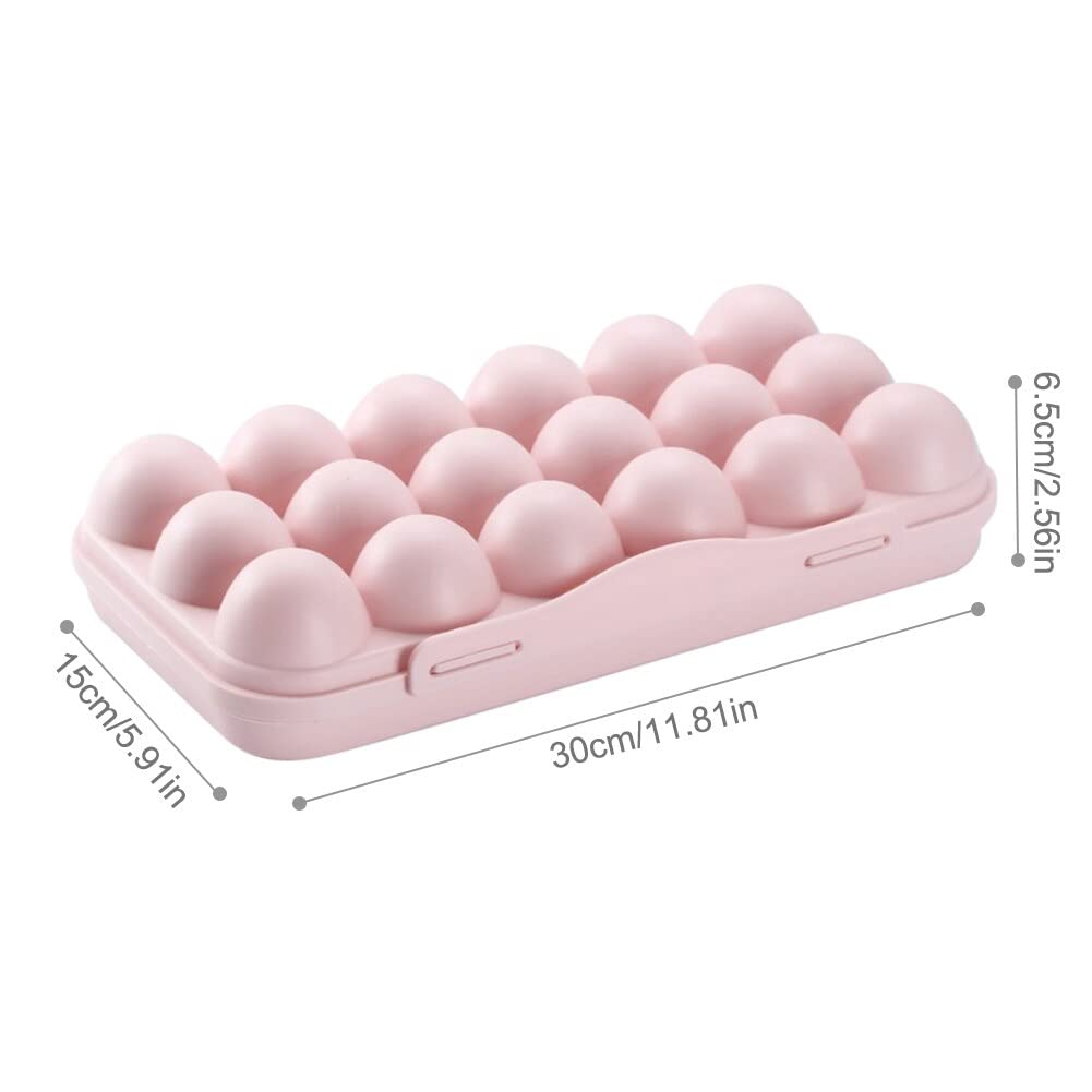 TGOPIT 18-Grid BPA-Free Plastic Egg Holder for Refrigerator - Stackable Fridge Organizer with Lid, Space-Saving Egg Storage Container (Pink) - Perfect for Kitchen Organization, Breakfast Meal Prep & Refrigerator Storage Solutions