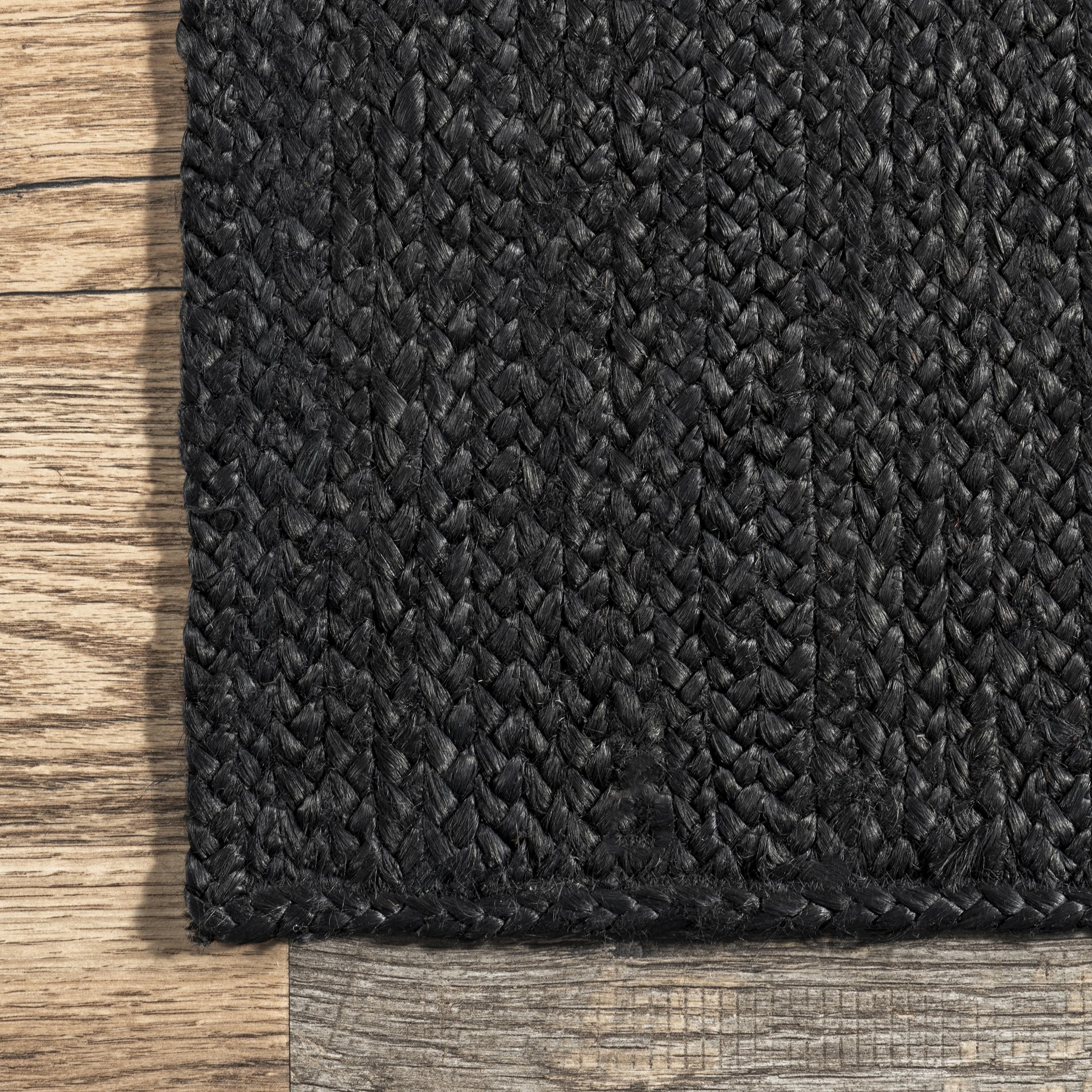nuLOOM Oval 4x6 Rigo Jute Hand Woven Area Rug - Black Farmhouse Solid Design Natural Fiber Rug for Bedroom, Living Room, Dining Room, Hallway, Office, Kitchen & Entryway | Perfect for Boho Chic Decor & Cozy Home Style