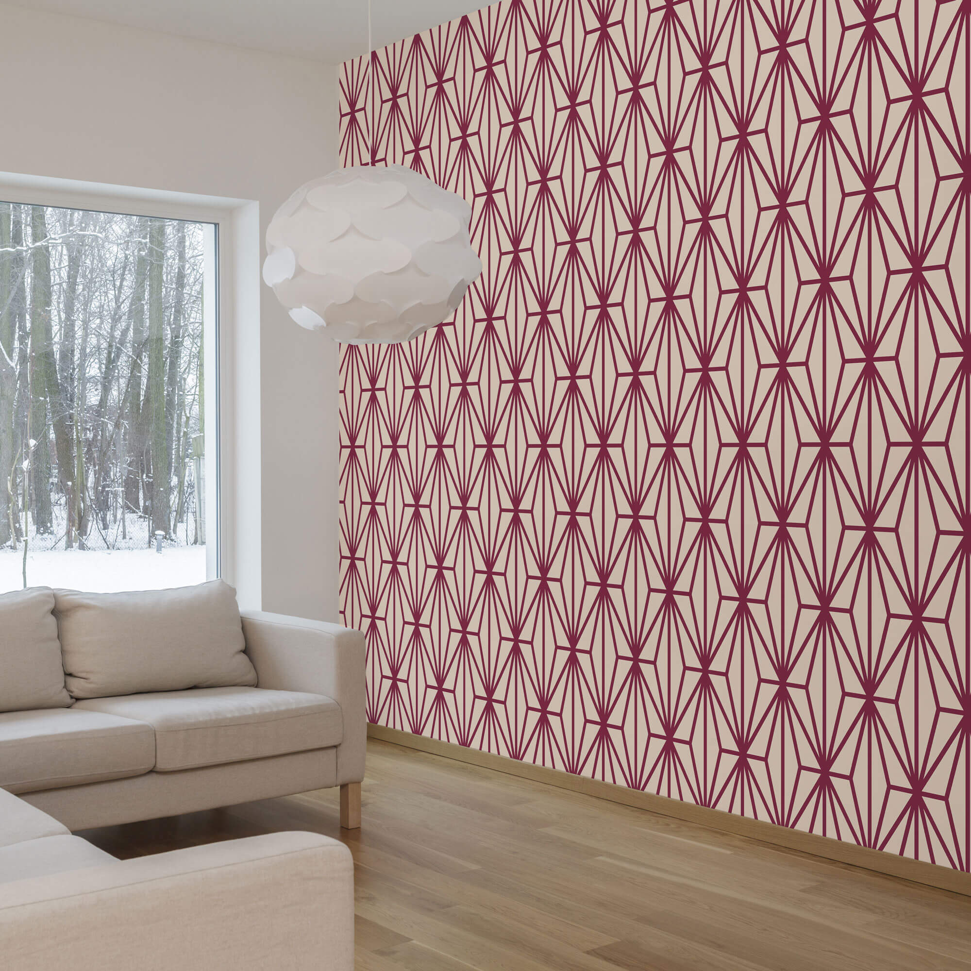 Violet and Beige Diamond Geometric Peel and Stick Removable Wallpaper - Self-Adhesive Decorative Wall Covering for Bedroom, Living Room, Nursery, and Office Decor