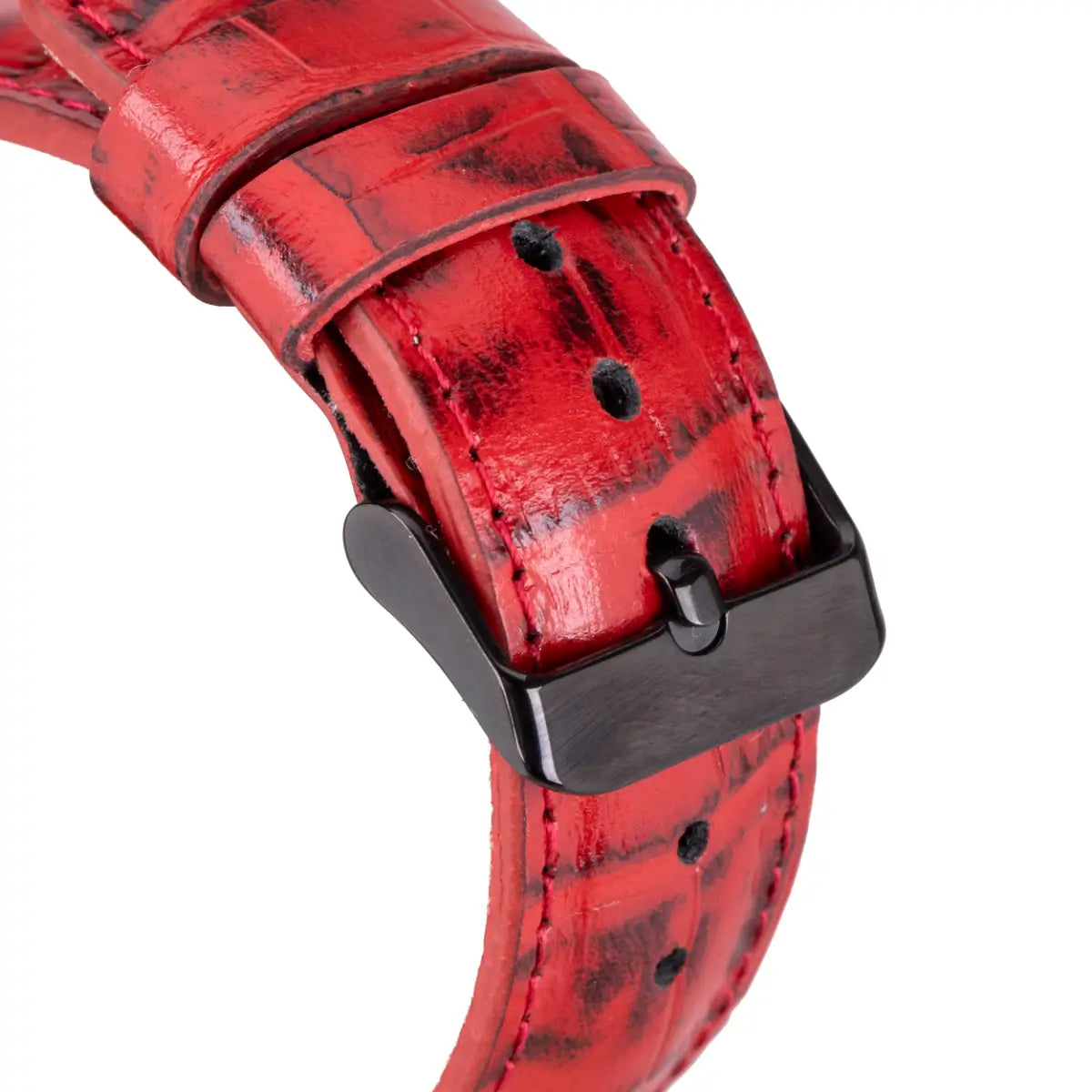 Genuine Red Crocodile Pattern Leather Apple Watch Band - Classic Luxury Strap for Apple Watch Series 9/8/7/SE - Perfect for Business, Formal Events & Everyday Wear