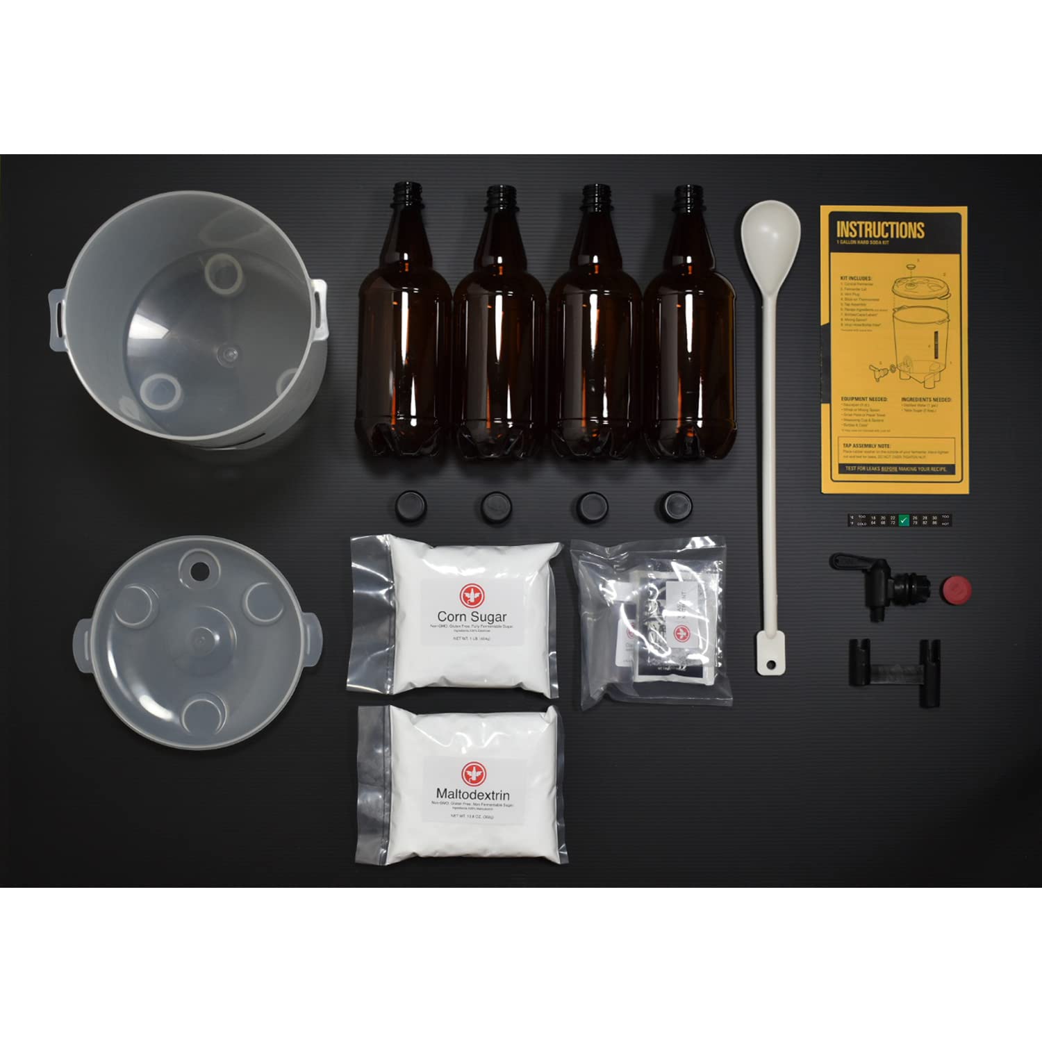 BrewDemon 1 Gallon Hard Soda Brewing Kit with Conical Fermenter & Bottles - Sediment-Free Virgin Cherry Flavor for Home Brewing - Perfect for Parties, Gifts & DIY Beverage Making