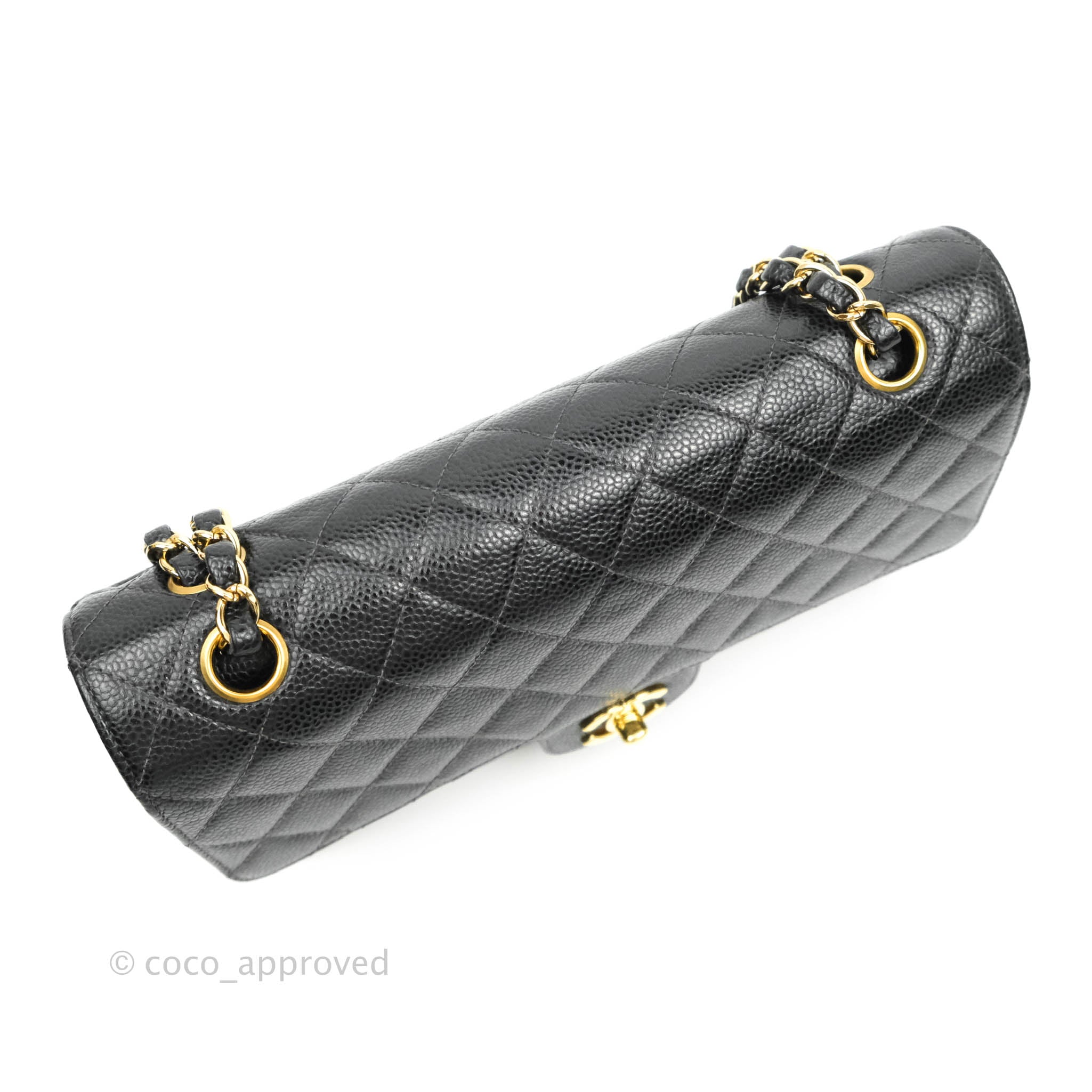 Chanel Classic M/L Medium Double Flap Bag in Black Caviar Leather with 24K Gold Hardware - Luxury Handbag for Women, Perfect for Parties, Work & Special Occasions
