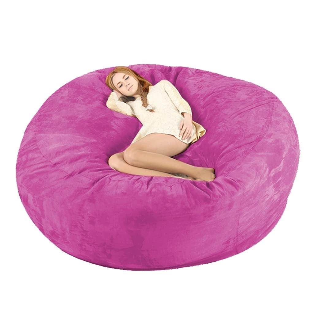 Luxury Giant 6/7/8ft Bean Bag Chair Cover (No Filler Included) - Soft Pink 7ft Replacement Cover for Memory Foam or Plush Toy Storage - Perfect for Kids' Room, Game Room & Lounge Decor