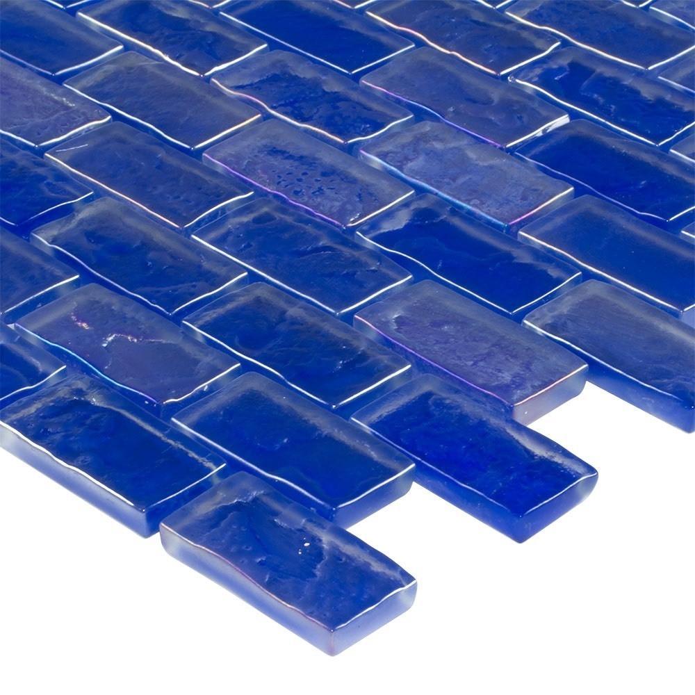 Iridescent Cobalt Blue Glass Pool Tile 1x2 - Perfect for Swimming Pools, Backyard Decor & Mosaic Designs