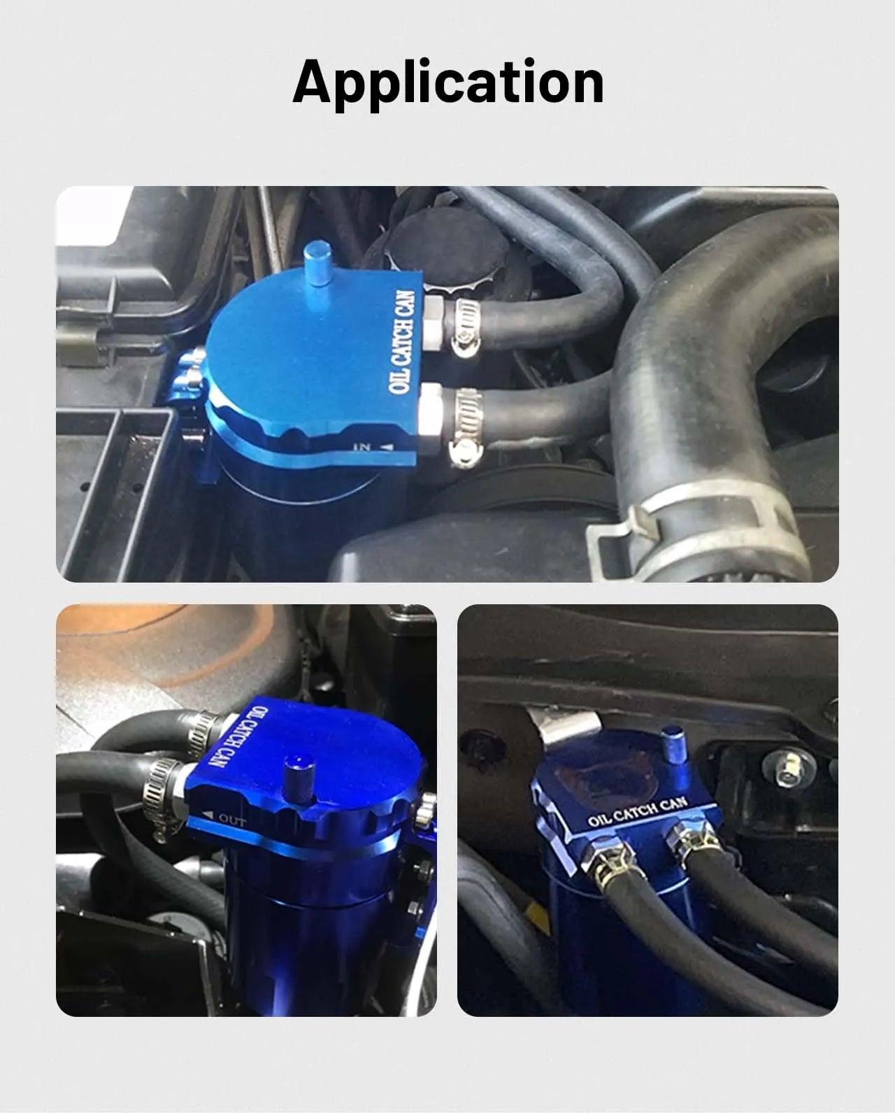 EVIL ENERGY Universal 300ML Aluminum Oil Catch Can with Baffle & Hose Kit - High Performance Air Oil Separator for Car, Truck & Motorcycle Engine Protection