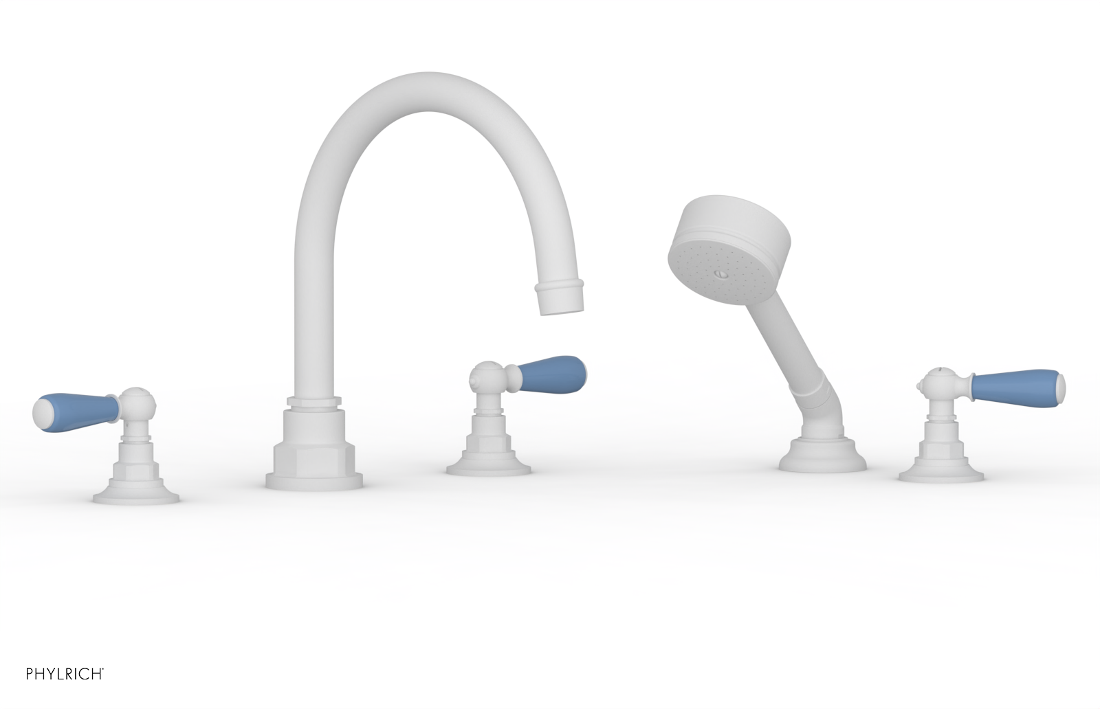 Jamestown Deck Tub Set with Hand Shower - Lever Handles & Light Blue Accents (165-49) - Perfect for Outdoor Bathing & Relaxation in Your Backyard or Patio