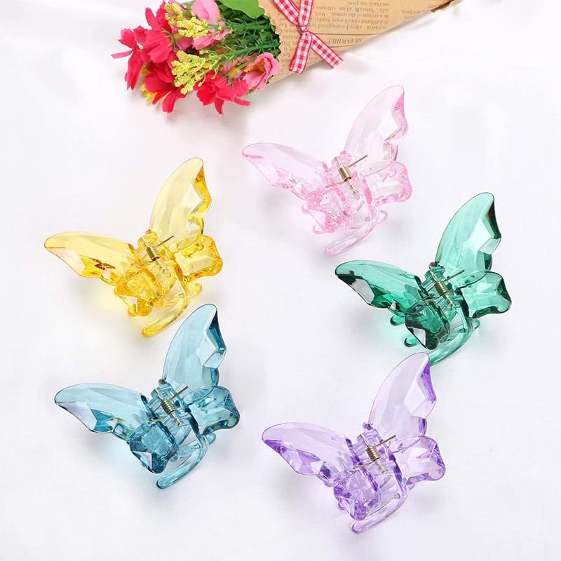 Butterfly Hair Clips for Women & Girls - 4 Pack Non-Slip Hair Claws for Thick & Medium Hair - Fashion Hair Accessories for Ponytails, Buns & Updos - Model 0070