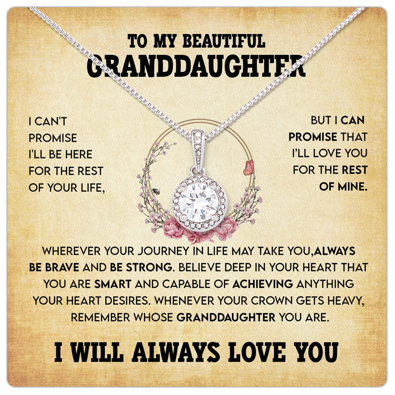 Granddaughter Necklace Gift from Grandma - Personalized Jewelry for Granddaughters with Gift Box & Card - Birthday, Christmas, Mother's Day, Graduation & Valentine's Day Present - Perfect for Special Occasions & Family Bonding Moments