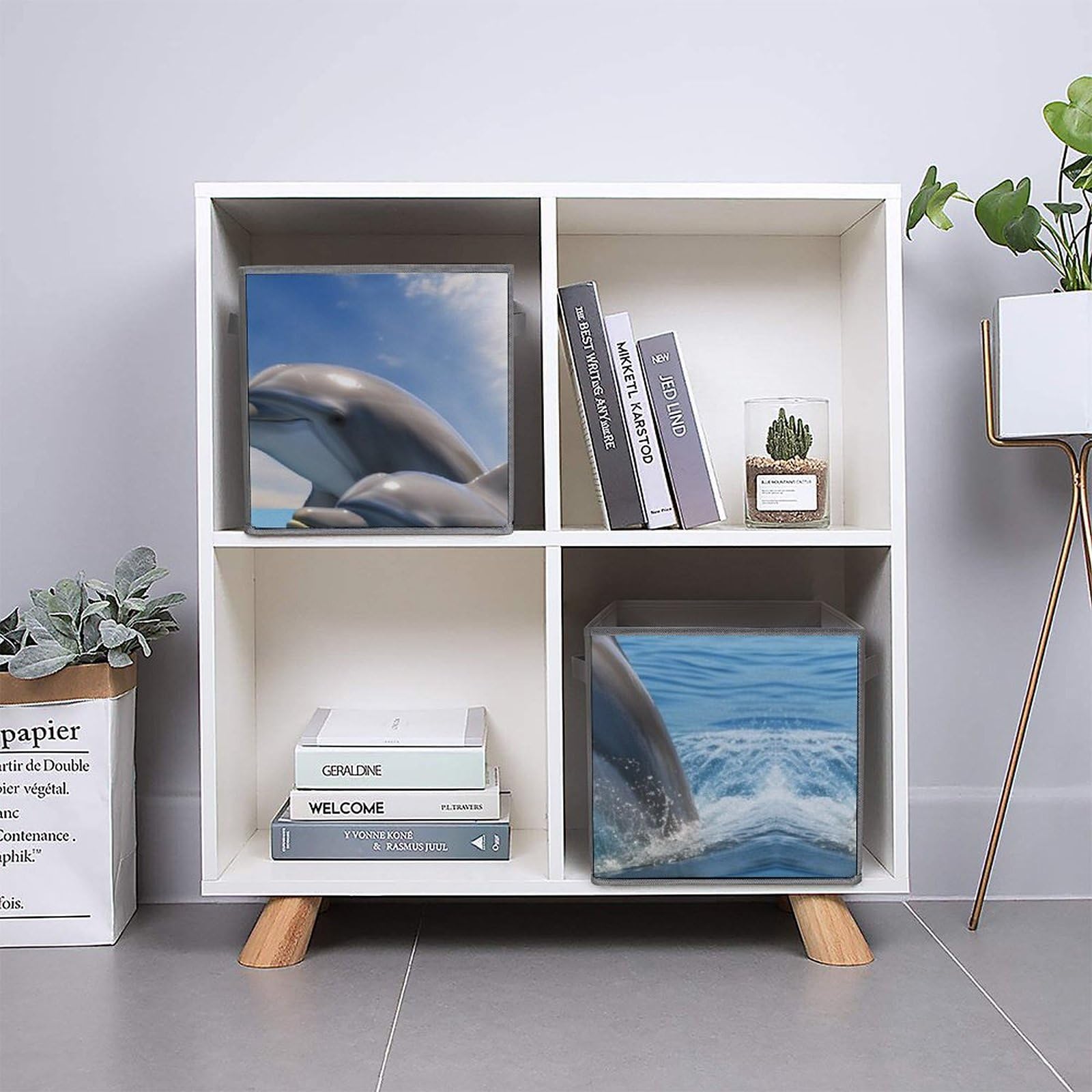 6-Pack Collapsible Storage Bins with Handles - Two Dolphins Foldable Storage Baskets for Closet Organization, Clothing Storage & Home Decor | Perfect for Bedroom, Nursery, Office & Laundry Room