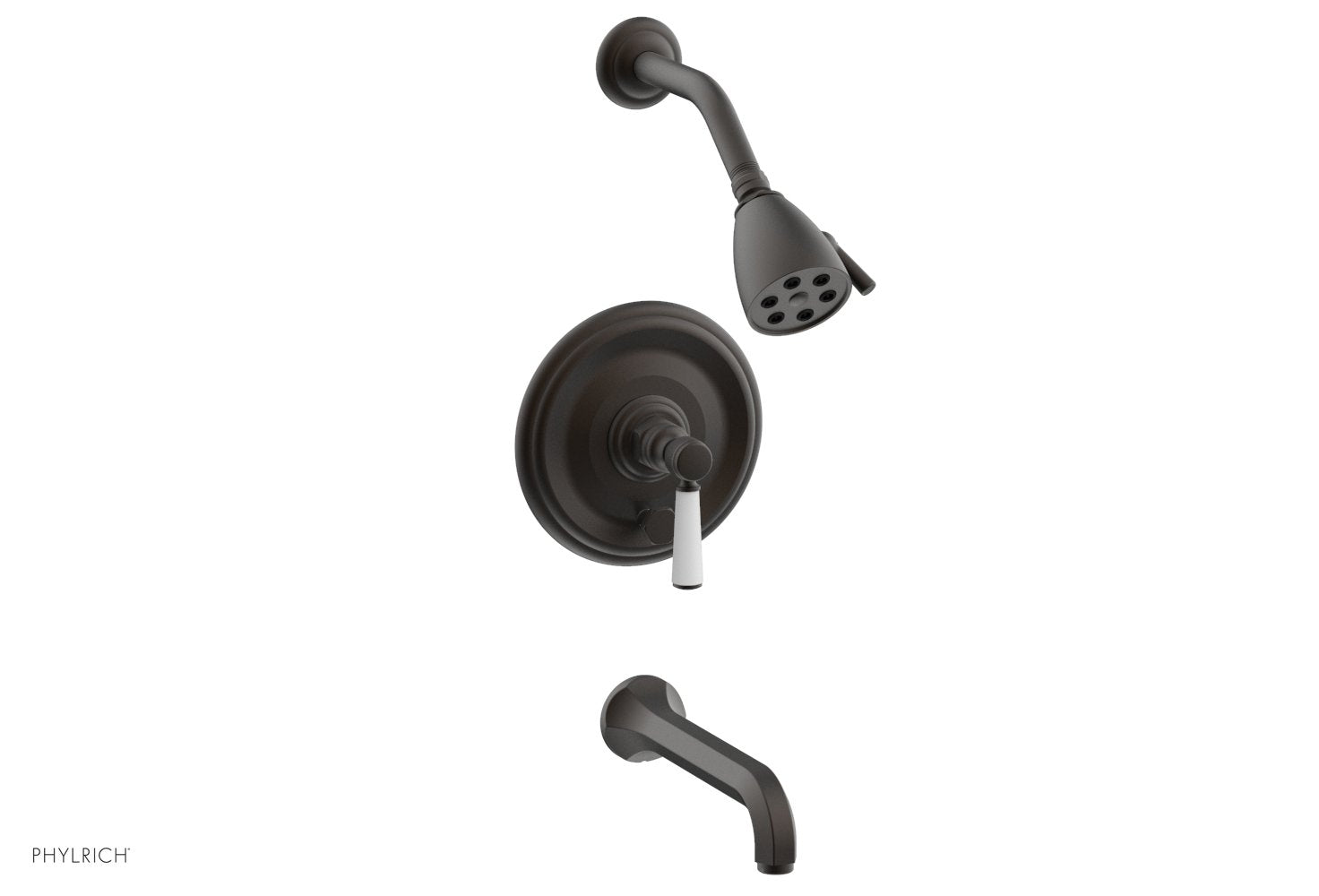 HEX TRADITIONAL Pressure Balance Tub and Shower Faucet Set - Satin White Finish with Lever Handle (Model 500-27) - Perfect for Bathroom Renovation and Modern Home Decor