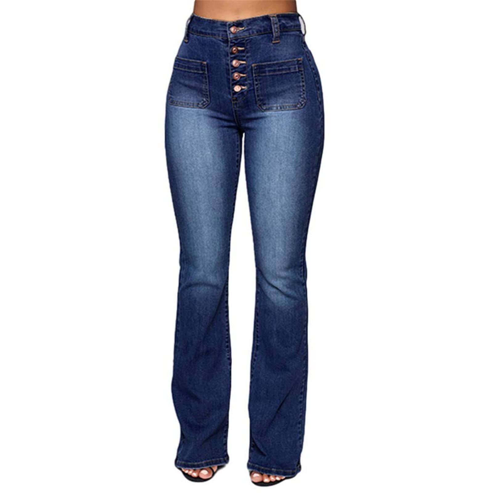 High Waisted Stretch Skinny Jeans for Women - Size 12 Plus Size (3XL) Dark Blue Denim Pants with Elastic Waist & Zipper | Daily Deals Clearance | Perfect for Casual Wear, Office Outfits & Night Out