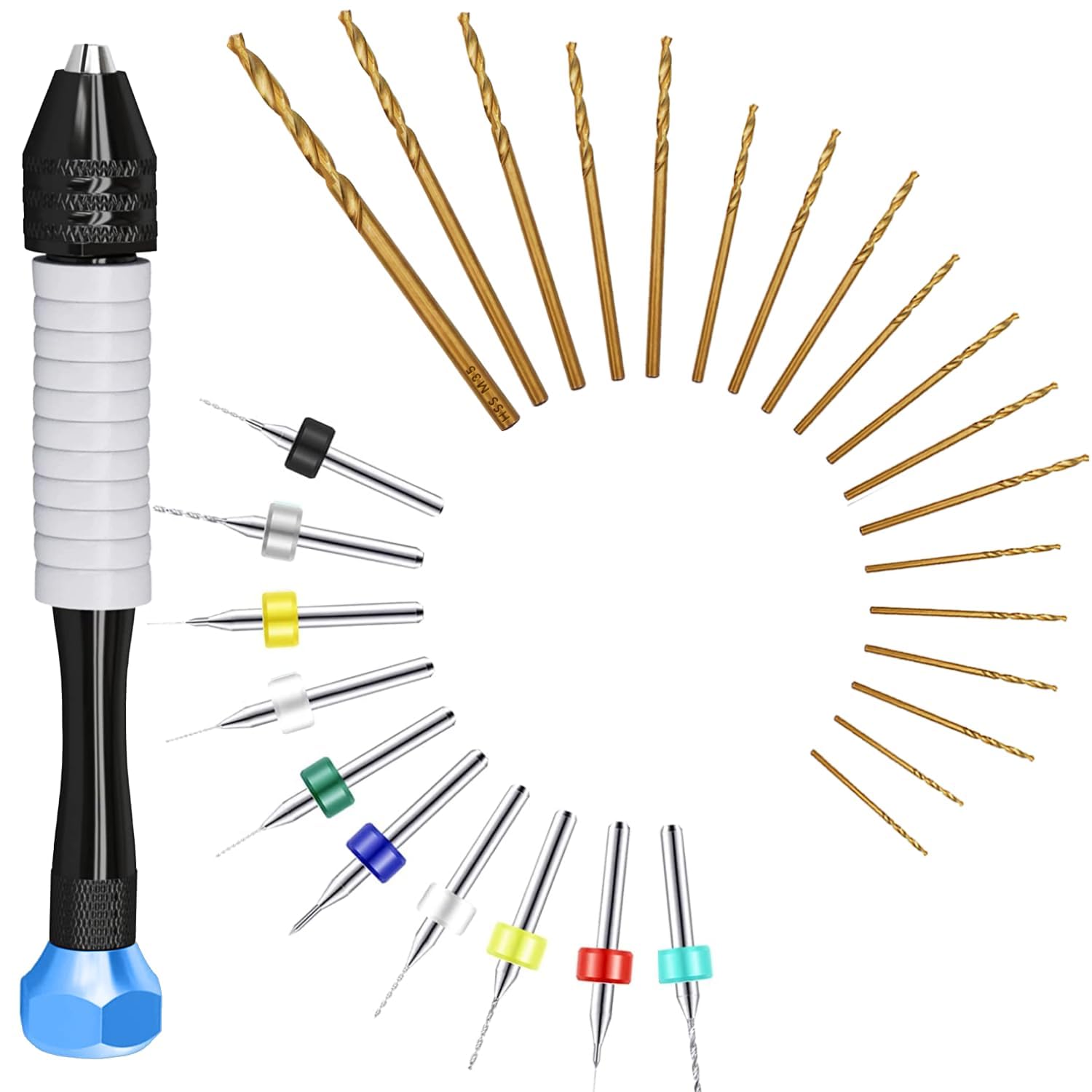 Precision Micro Drill Bits Set with Pin Vise - Small Hand Drill for PCB, Resin Beads & Polymer Clay | DIY Jewelry Making & Crafting Tools | Perfect for Miniature Models, Watch Repair & Electronic Projects