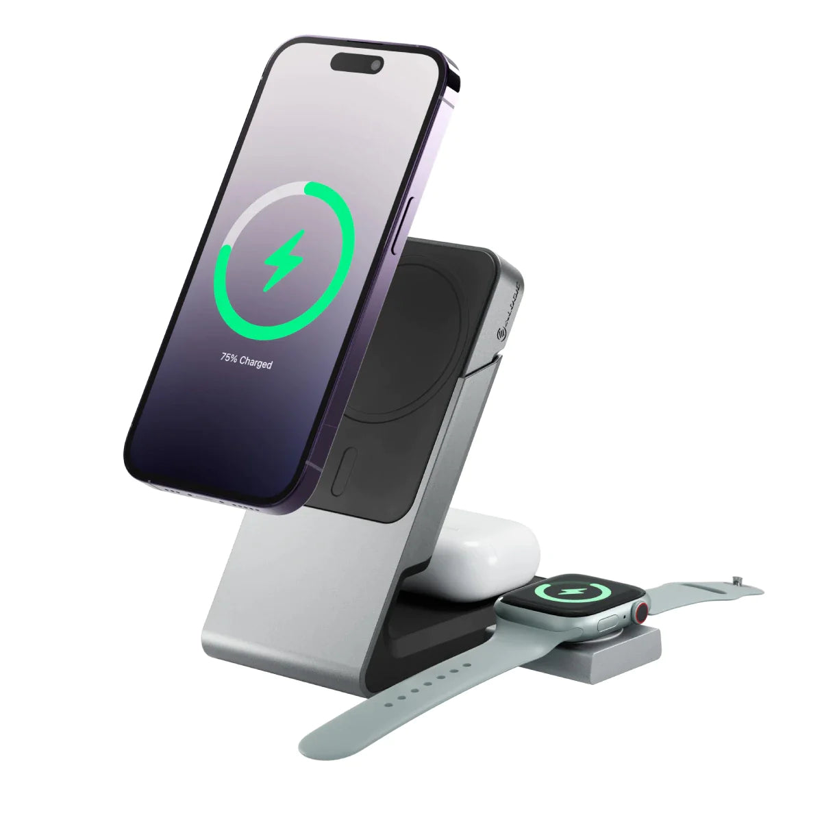 3-in-1 Magnetic Wireless Charging Station for iPhone 16/12, Apple Watch & AirPods - Fast Charging Dock with Universal Compatibility for All Apple Devices | Perfect for Home, Office & Travel