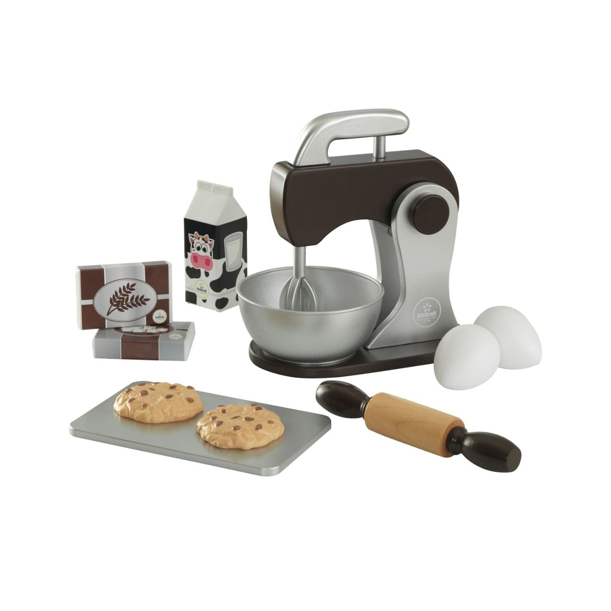 KidKraft Wooden Baking Set for Kids - Pretend Play Espresso Maker & Accessories - Perfect for Imaginative Play, Role-Playing & Early Learning Development