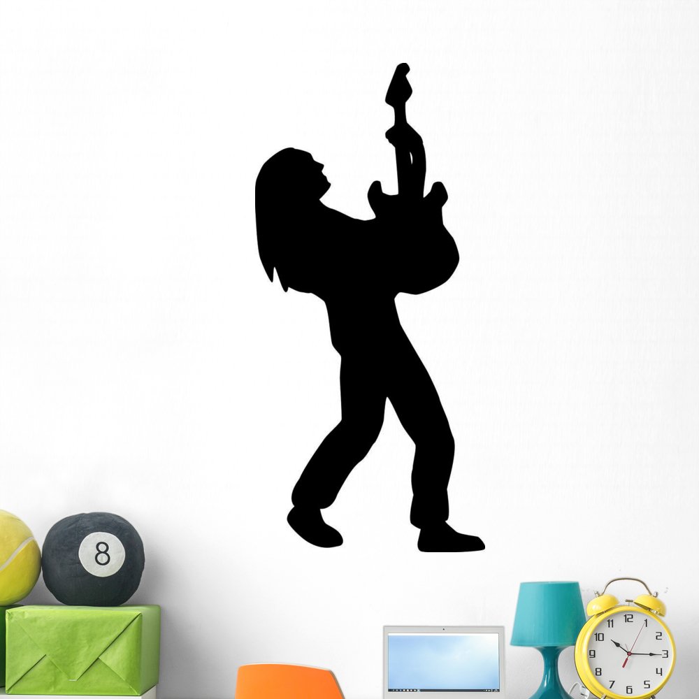 Wallmonkeys Guitarist Solo Music Silhouette Wall Decal - Peel and Stick Graphic Art (48