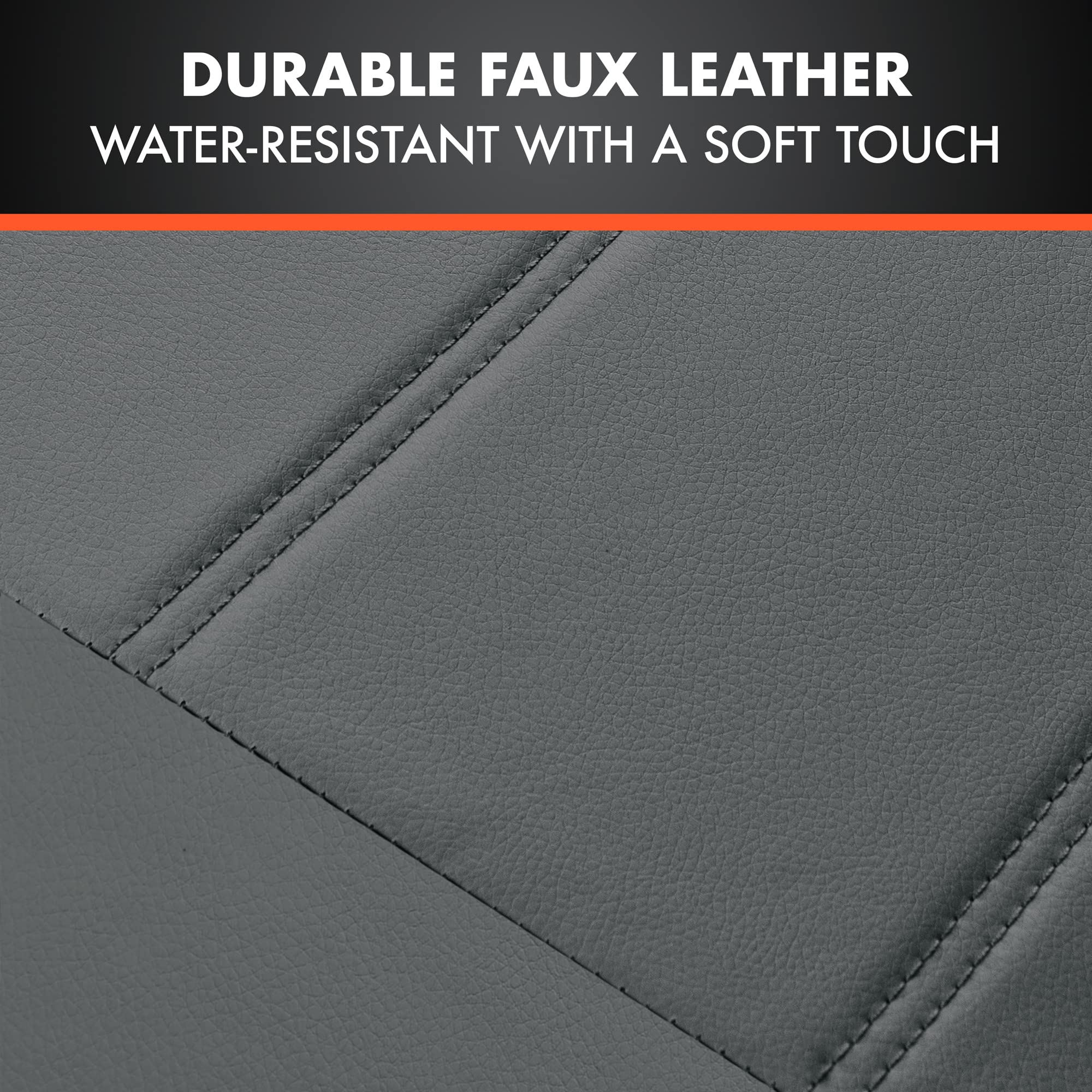 Premium Leatherette Car Seat Covers - Gray PU Leather Auto Accessories for Cars, SUVs & Trucks | Waterproof & Comfortable Seat Protectors for Daily Commute & Road Trips