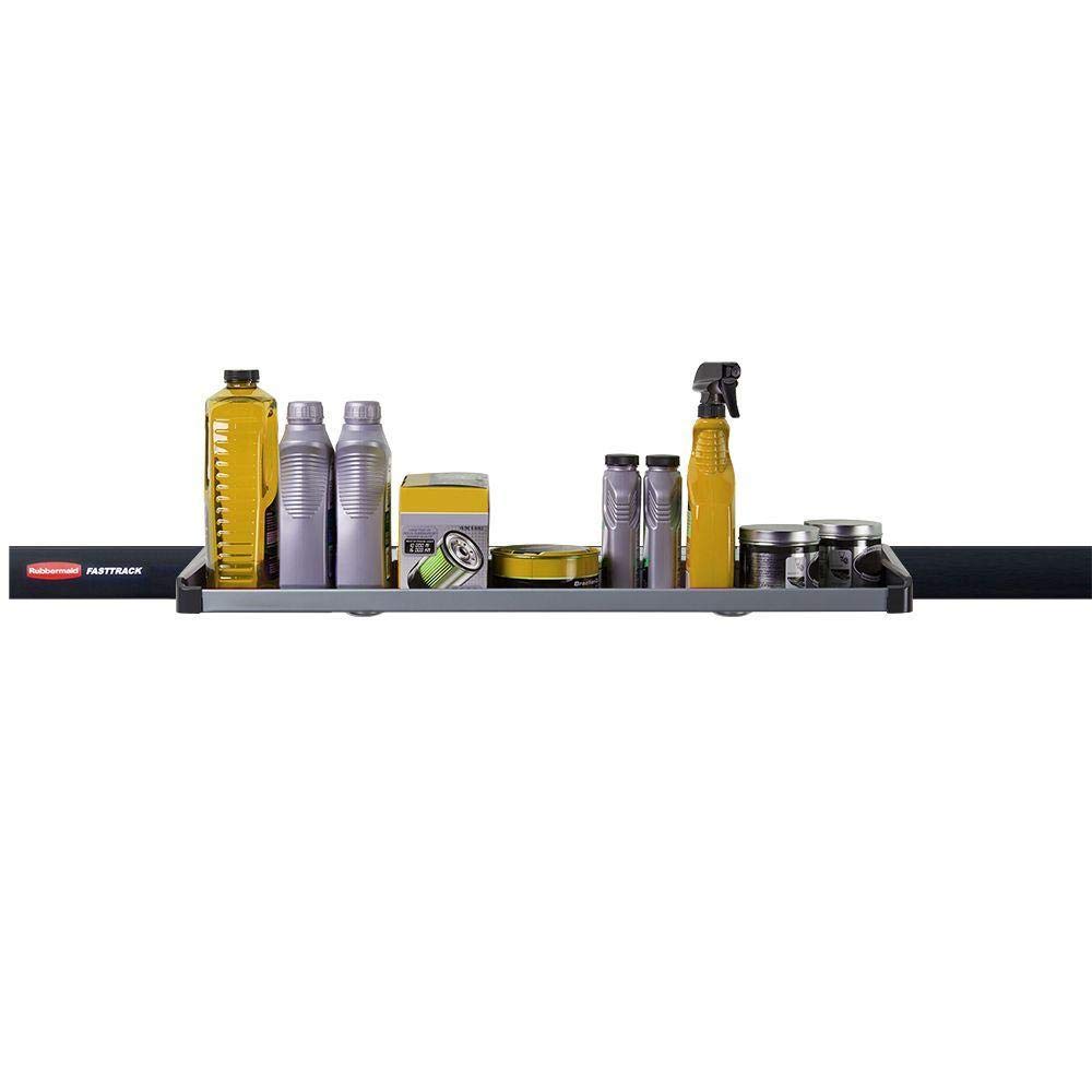 Rubbermaid FastTrack Rail Heavy Duty Large Shelf Organizer System - 50 lb Capacity for Garage, Laundry Room & Pantry Storage - Perfect for Cleaning Supplies, Garden Tools & Household Organization